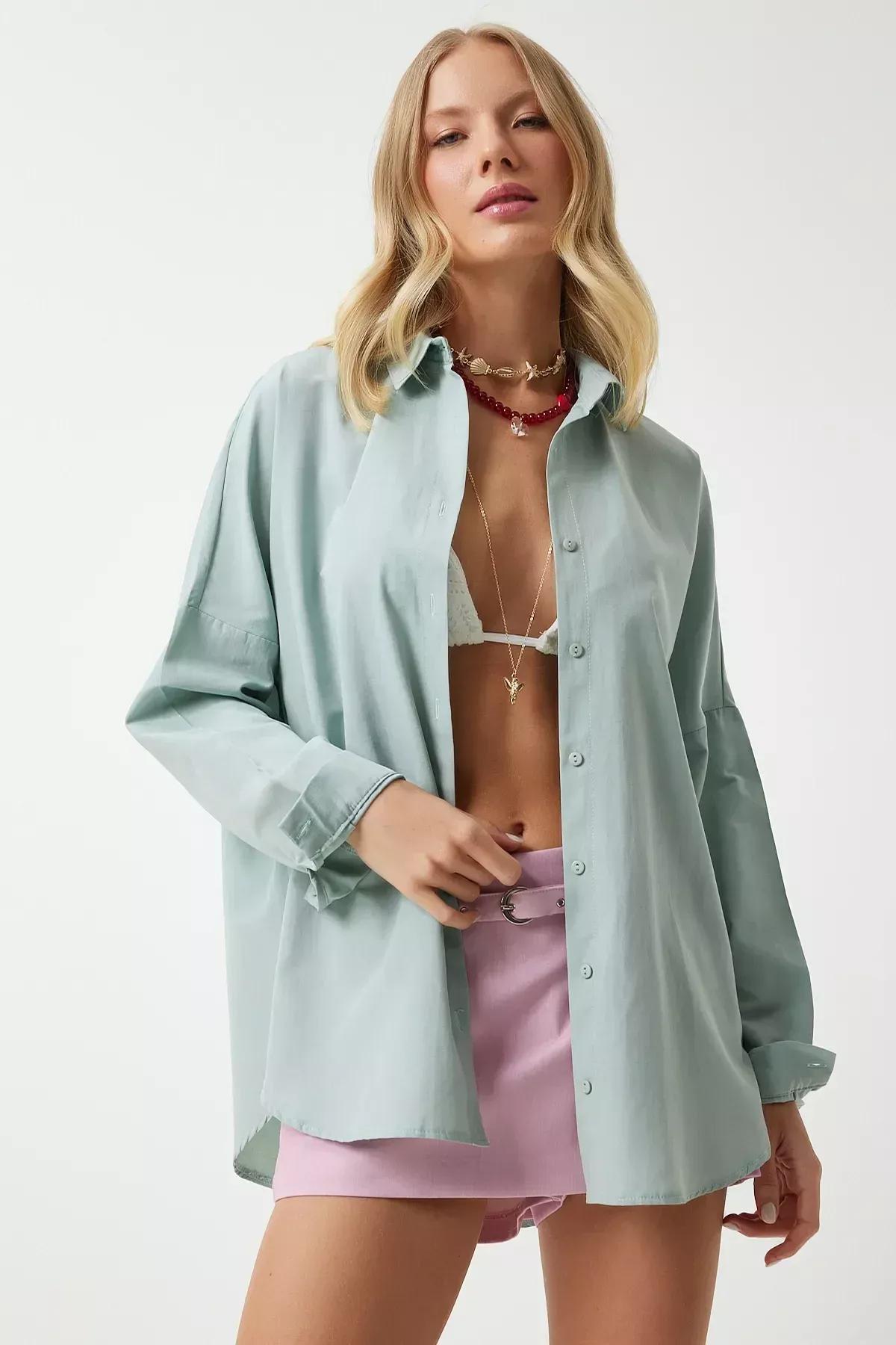 Green Plain Overshirt MX00167, C101_5202, large image number 1