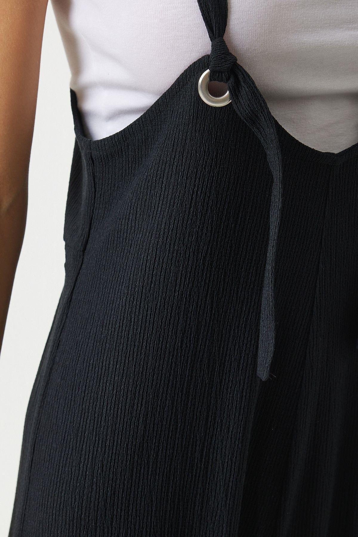Black Strap Wide Leg Knitted Jumpsuit, , large image number 0
