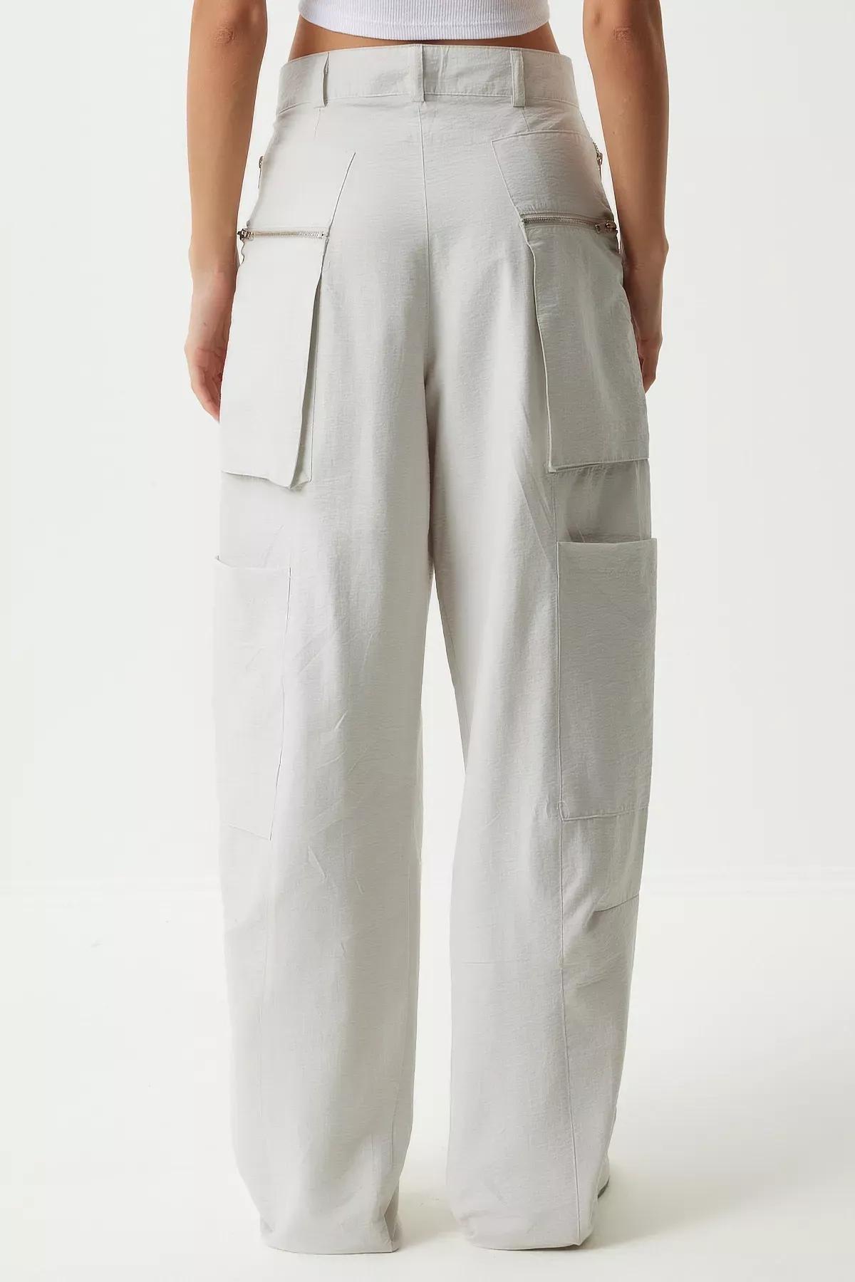 Womens Stone Zippered Parachute Cargo Pants OH00057, single, STONE, large image number 5