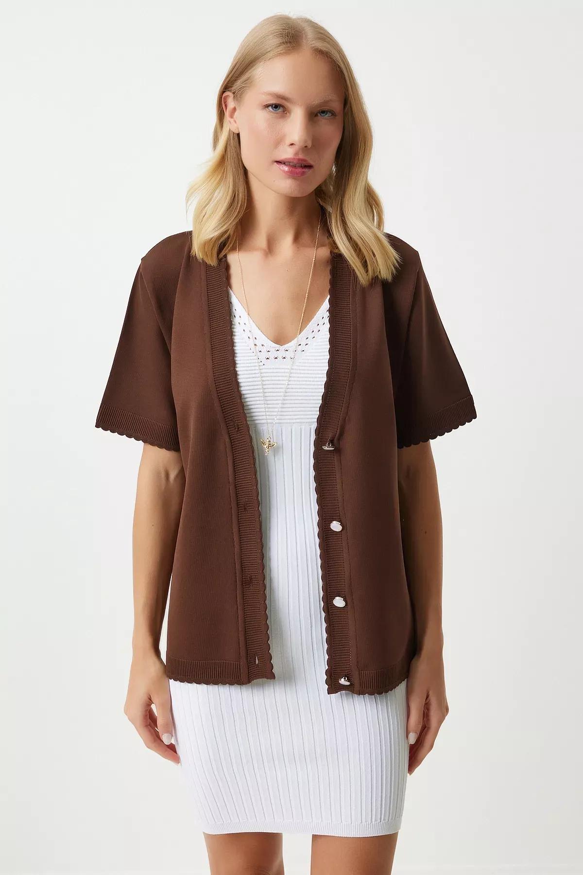 Black Fur Collar Puffer Jacket, Brown, large image number 0
