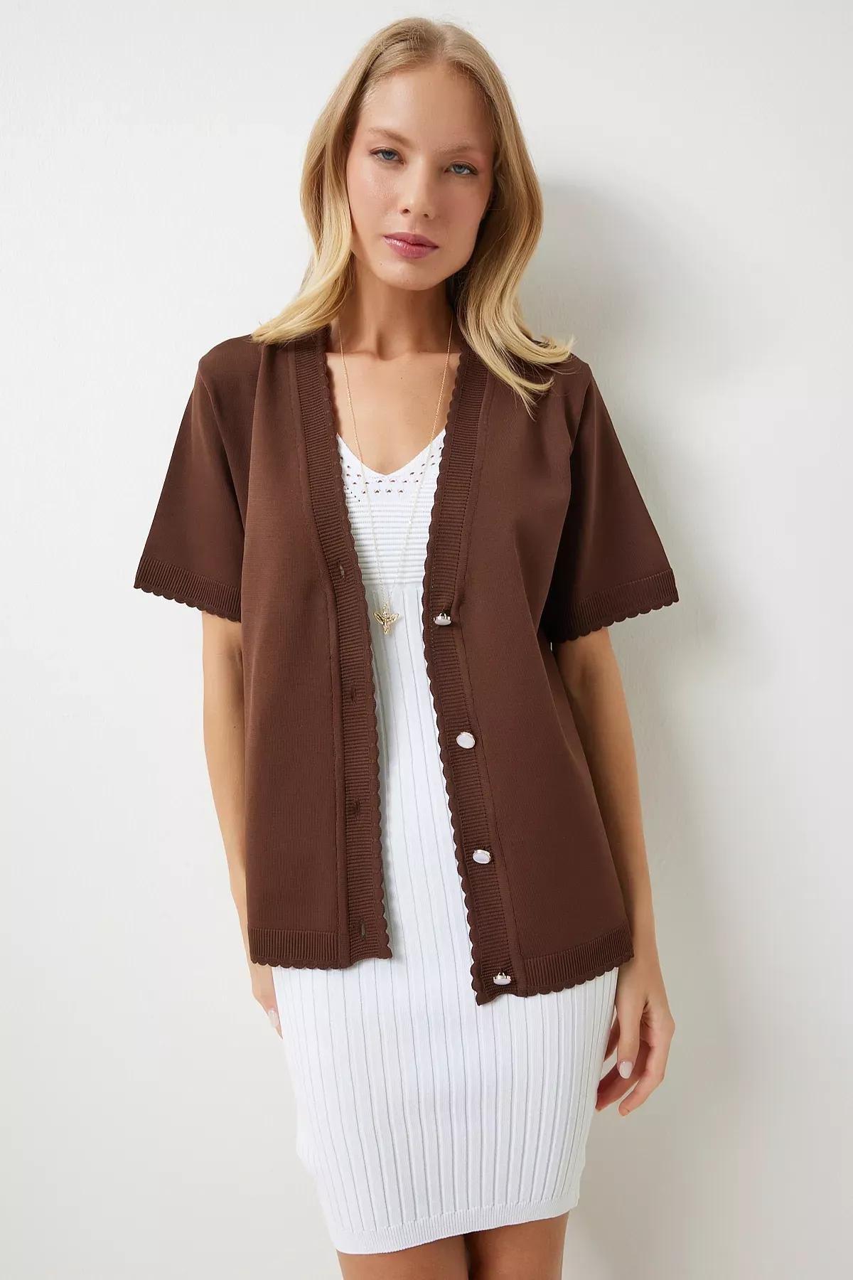 Black Fur Collar Puffer Jacket, Brown, large image number 1
