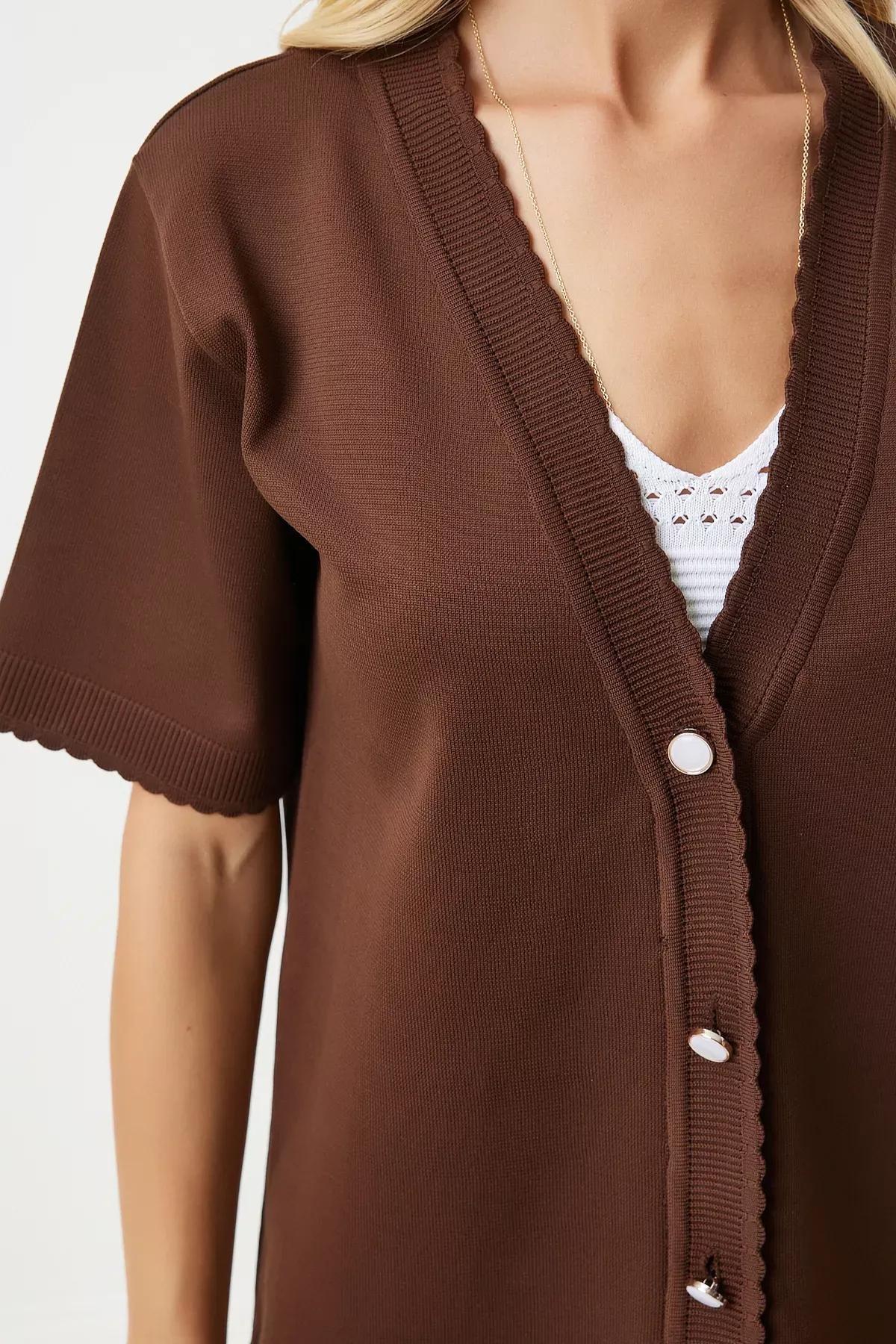 Black Fur Collar Puffer Jacket, Brown, large image number 3