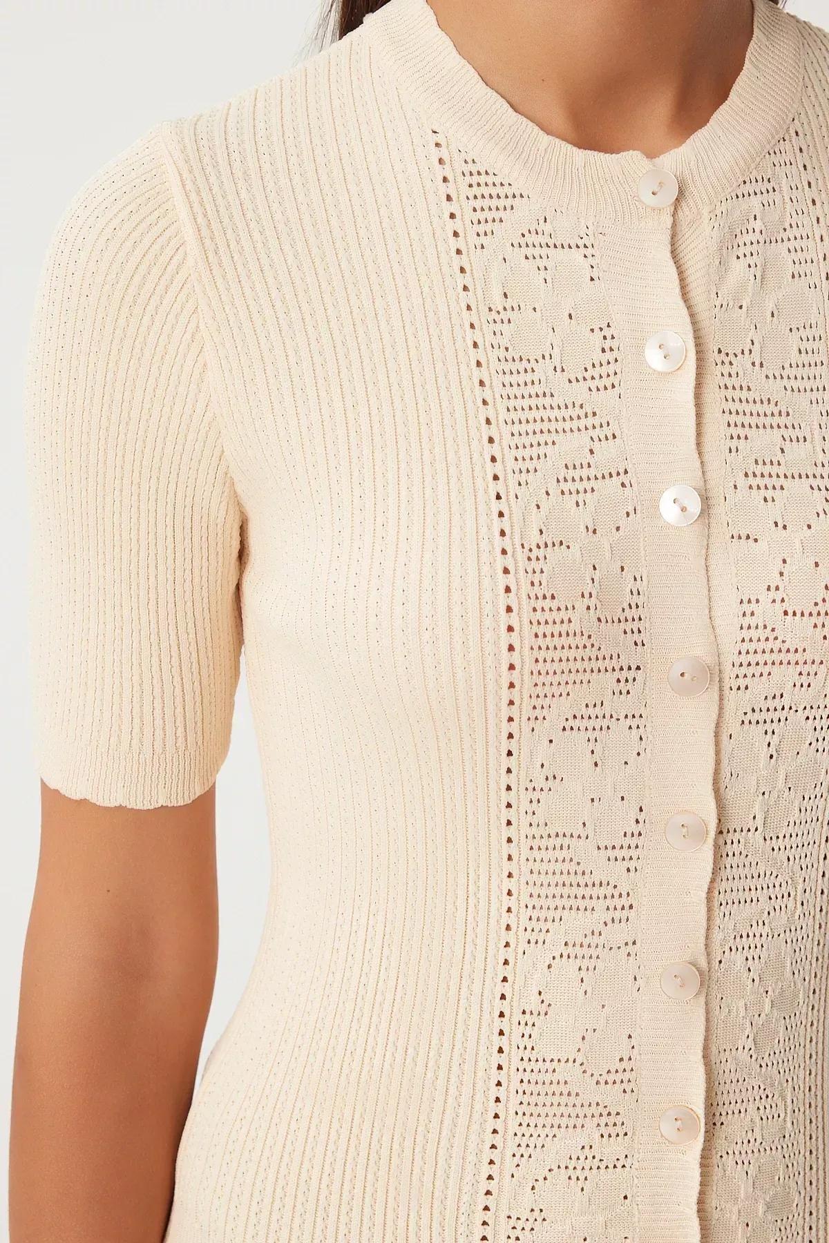 Cream Knit Cardigan, Cream, large image number 3