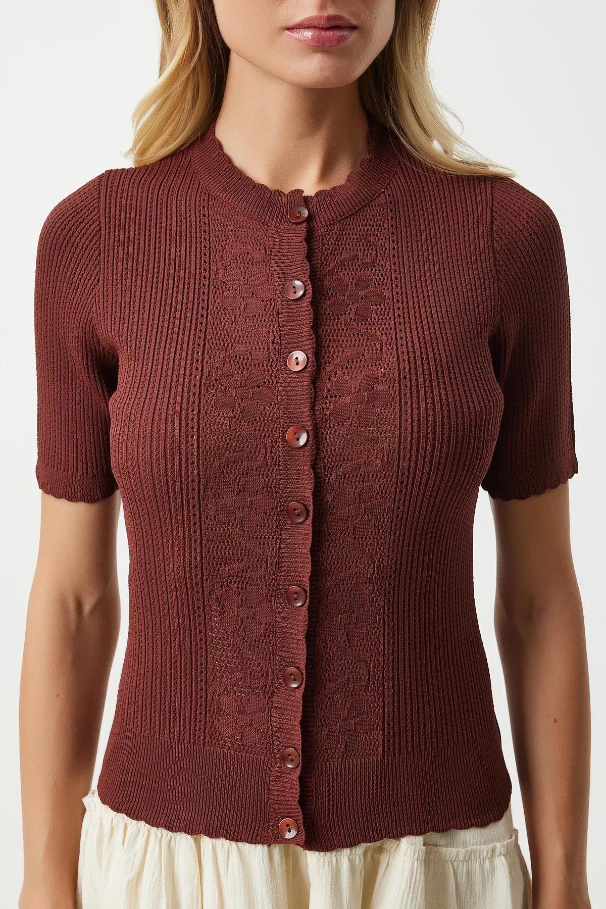 Womens Tile Openwork Seasonal Knitwear Cardigan OW00044, single, , large image number 3