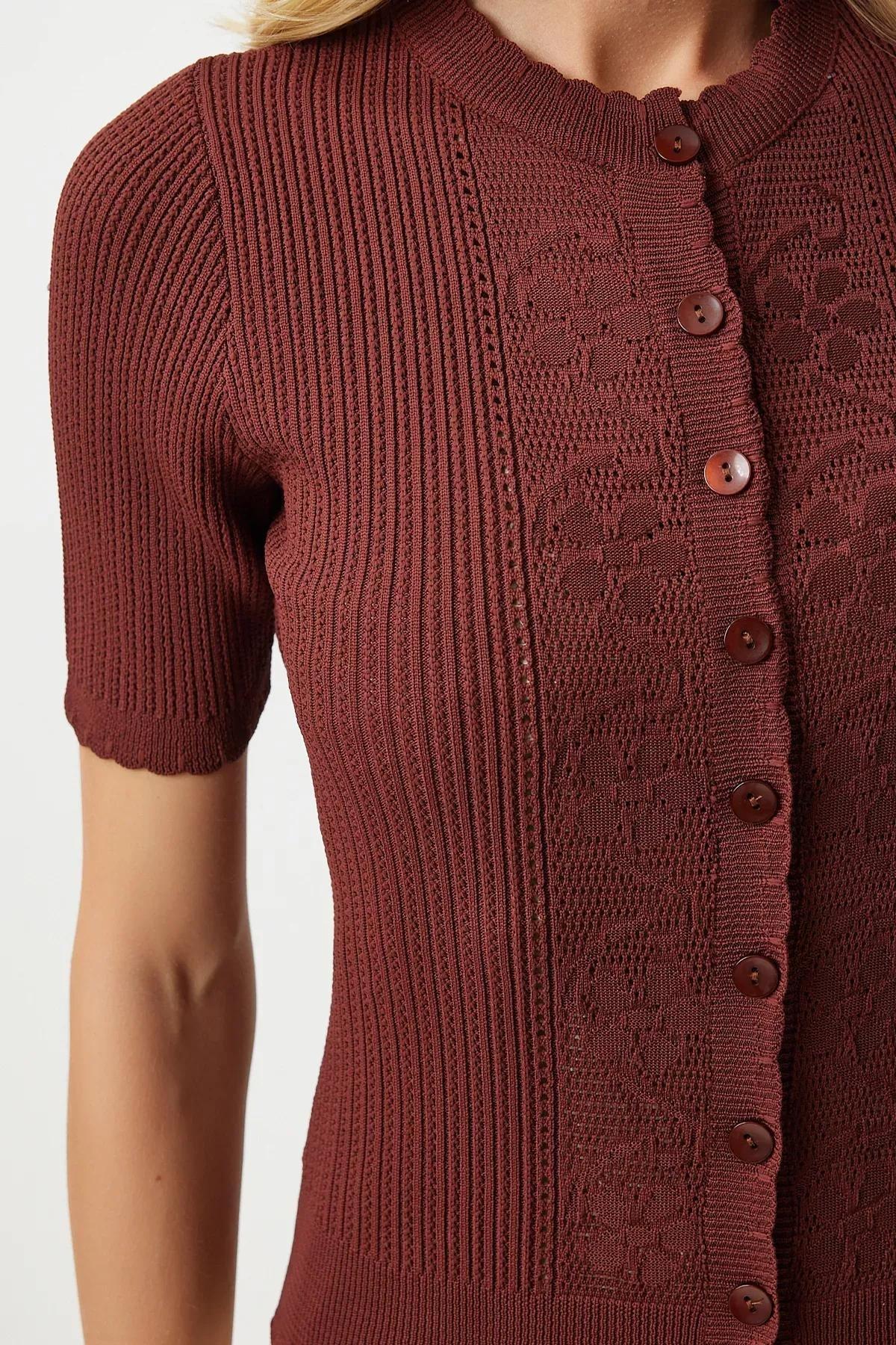 Womens Tile Openwork Seasonal Knitwear Cardigan OW00044, single, , large image number 4