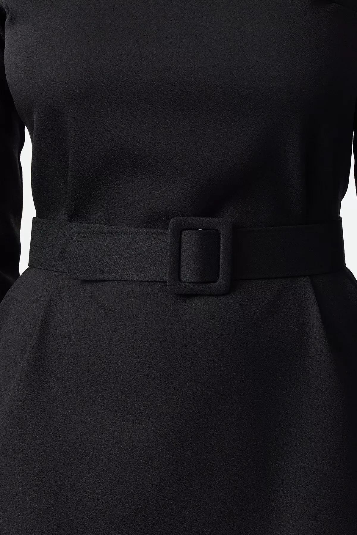 Black Belted Mini Dress, , large image number 3