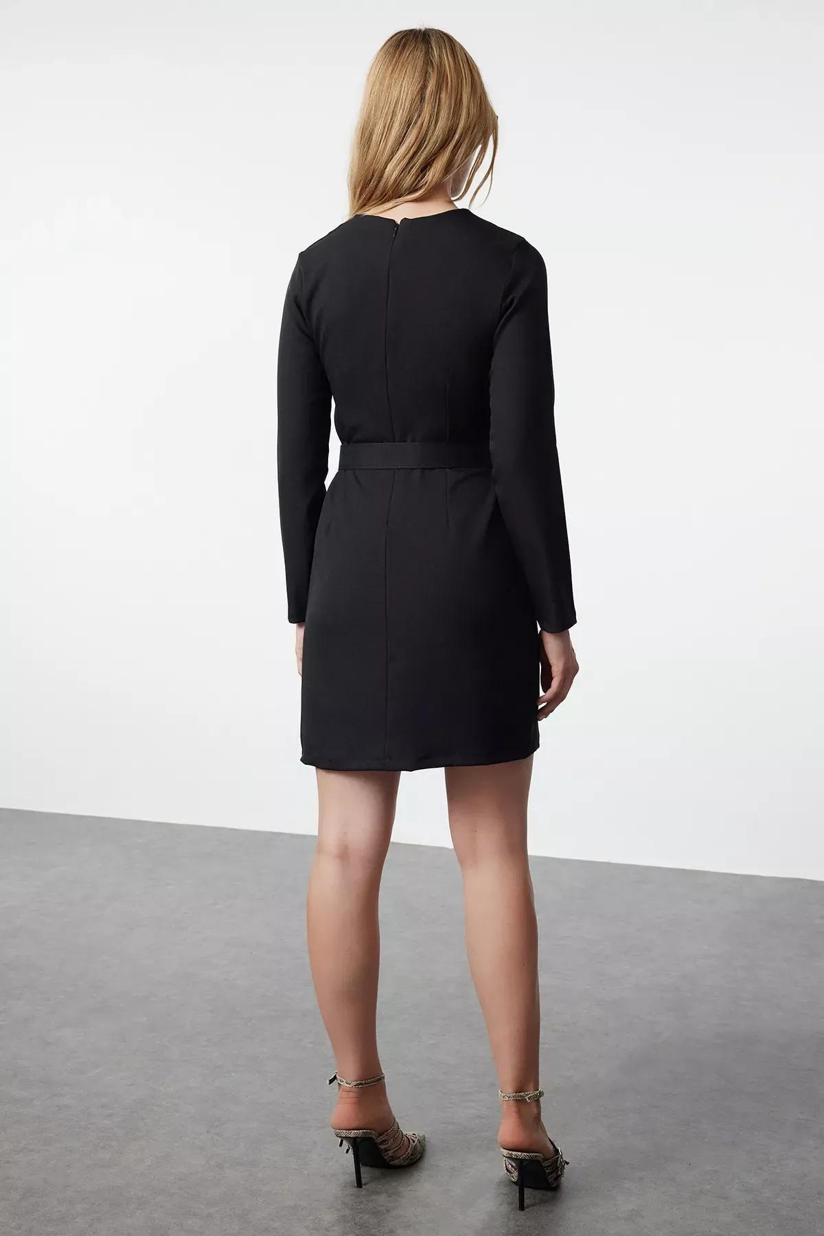 Black Belted Mini Dress, , large image number 4