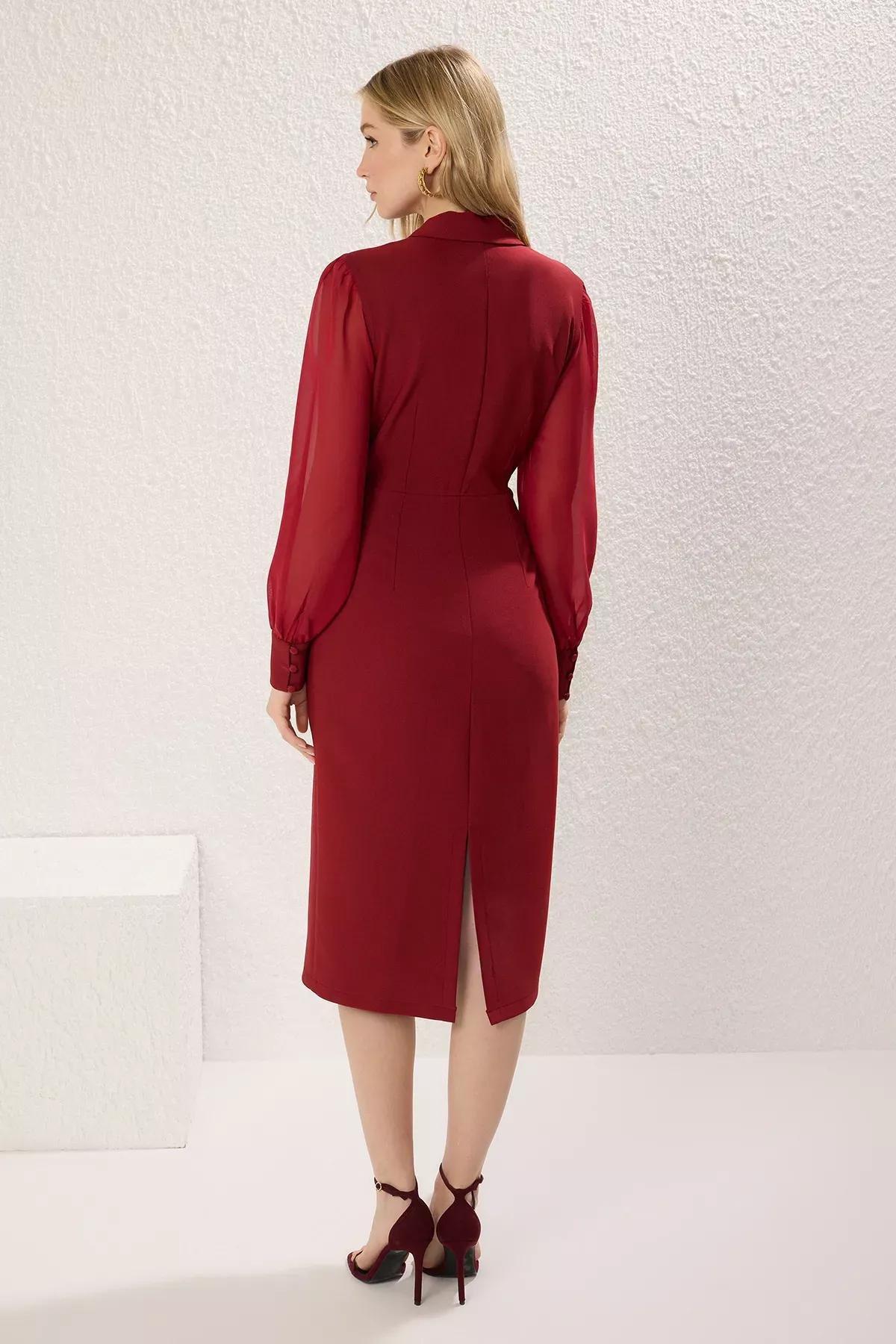 Burgundy Bodycon Midi Dress, , large image number 3