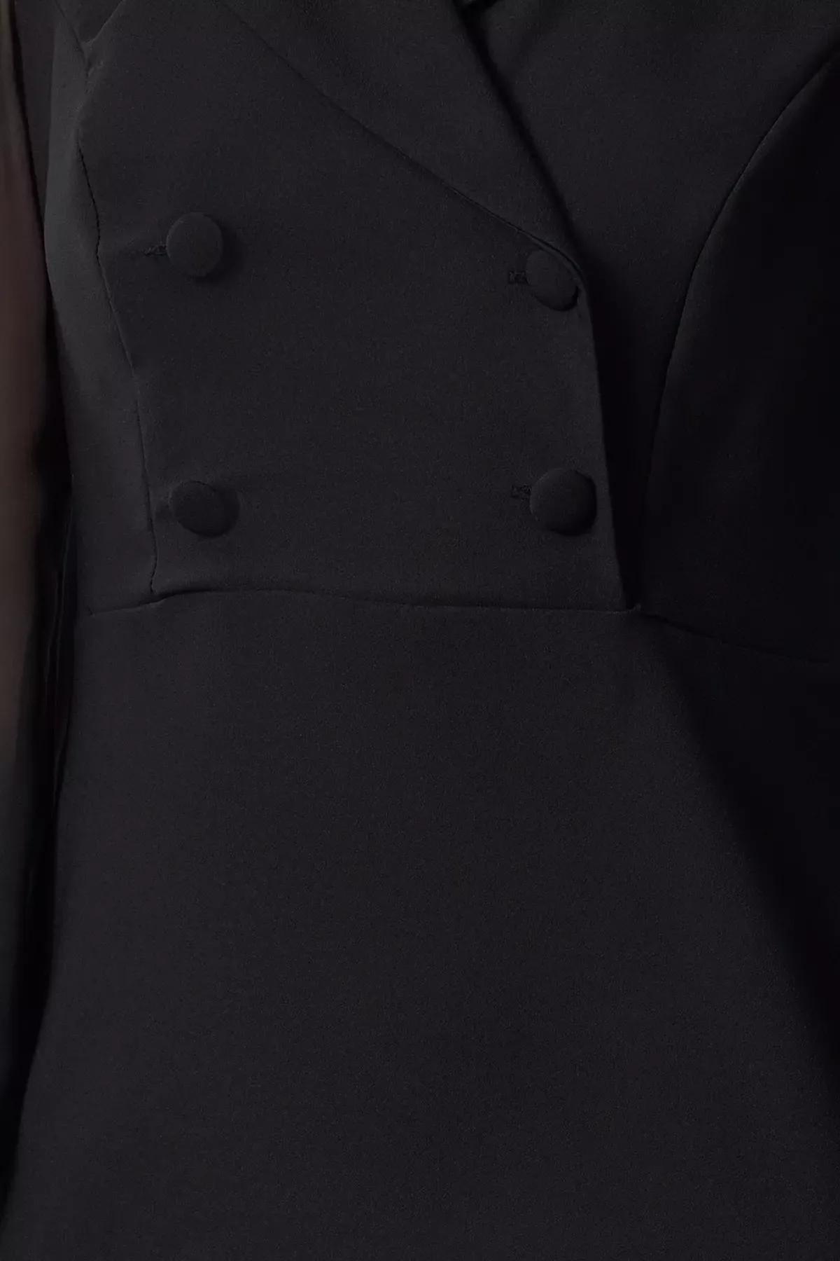 Black Bodycon Chiffon Midi Dress, , large image number 2