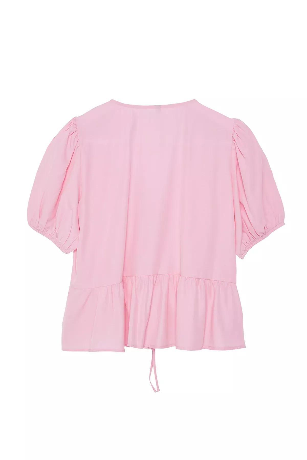 Pink Tie-Up Woven Shirt, , large image number 5