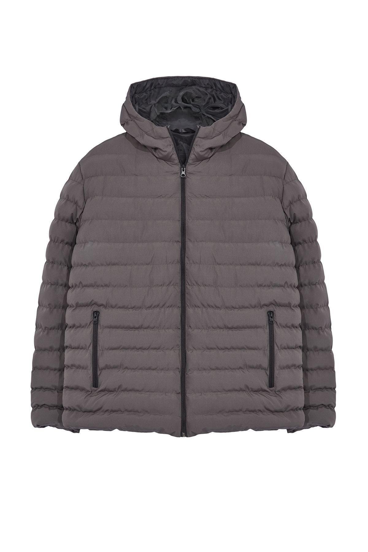 Anthracite Regular Fit Hooded Winter Coat TMNAW25MO00028, , large image number 0