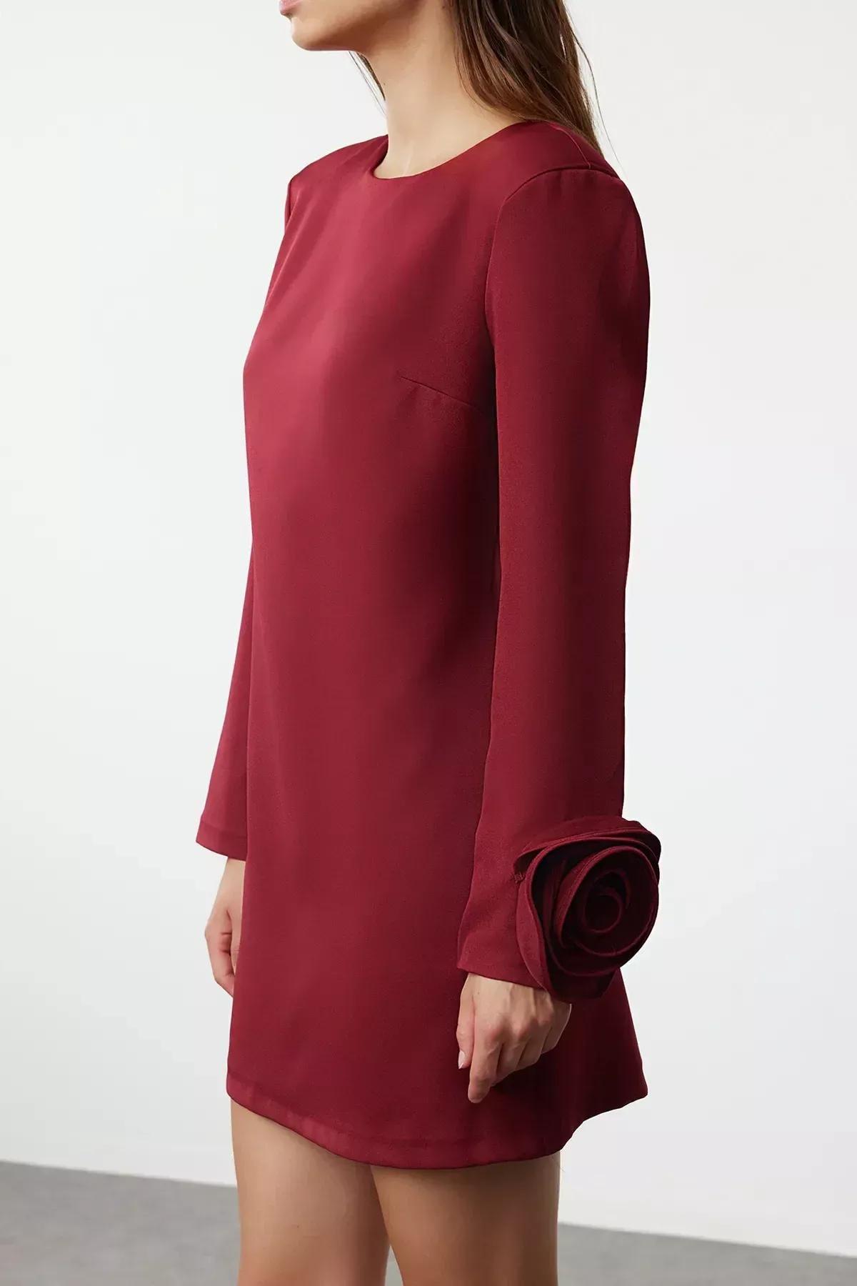 Burgundy Applique Shift Mini Dress, Burgundy, large image number 3