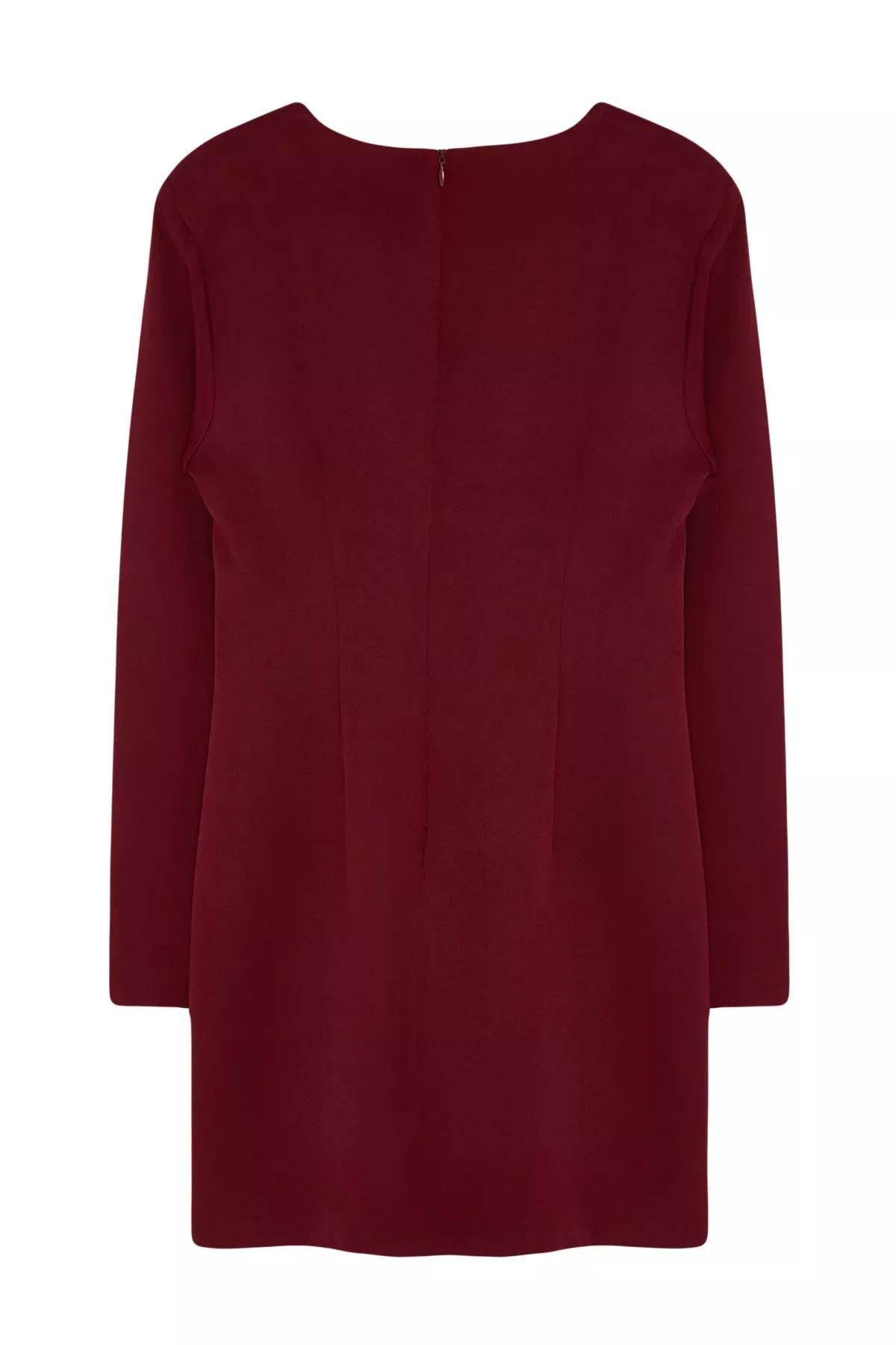 Burgundy Applique Shift Mini Dress, Burgundy, large image number 5