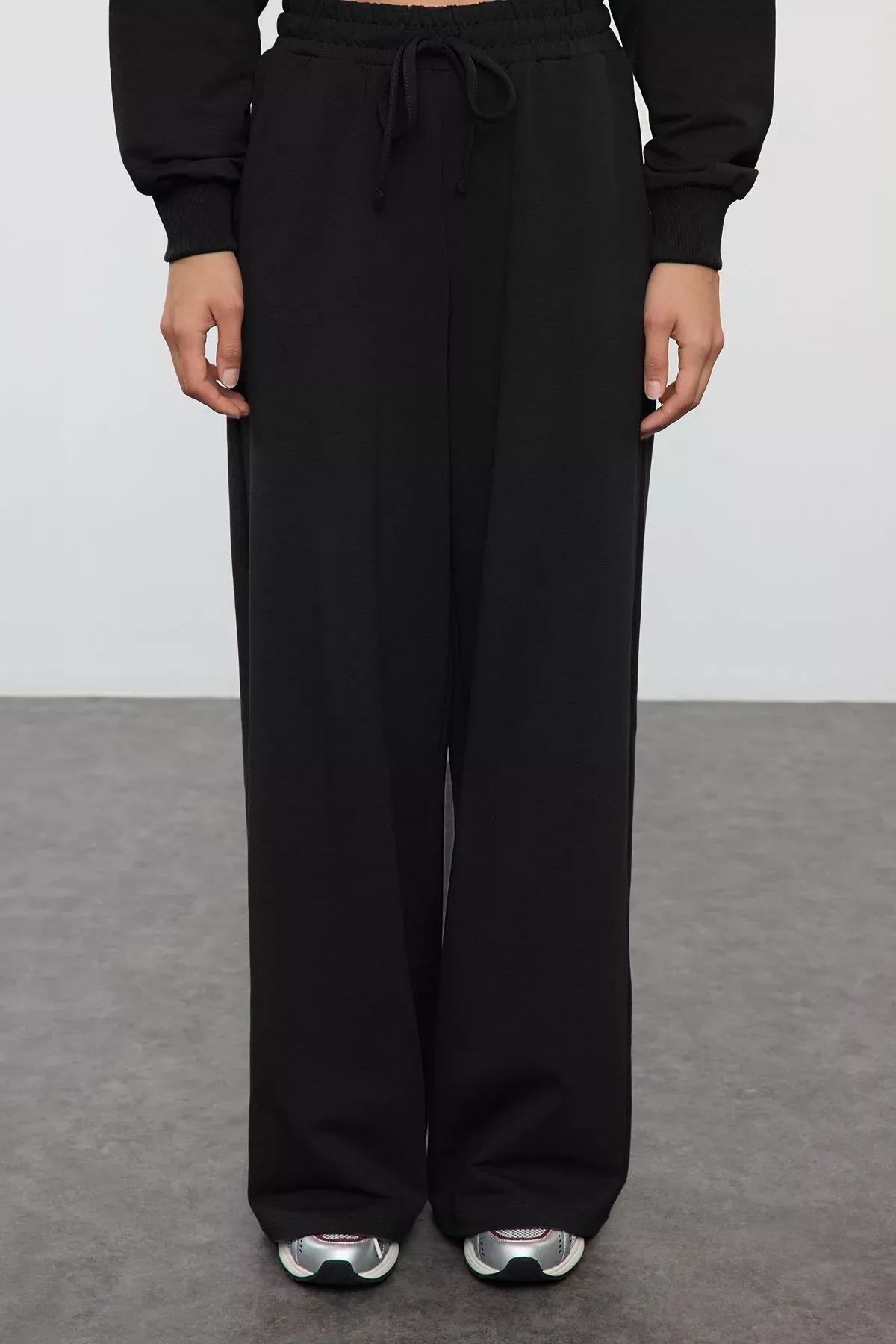 Black Wide Leg Tracksuit Set of 2, BLACK, large image number 3