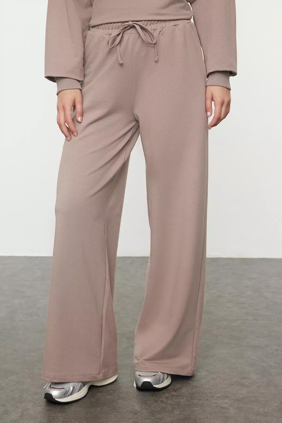 Grey Wide Leg Knit Set, Mink, large image number 2