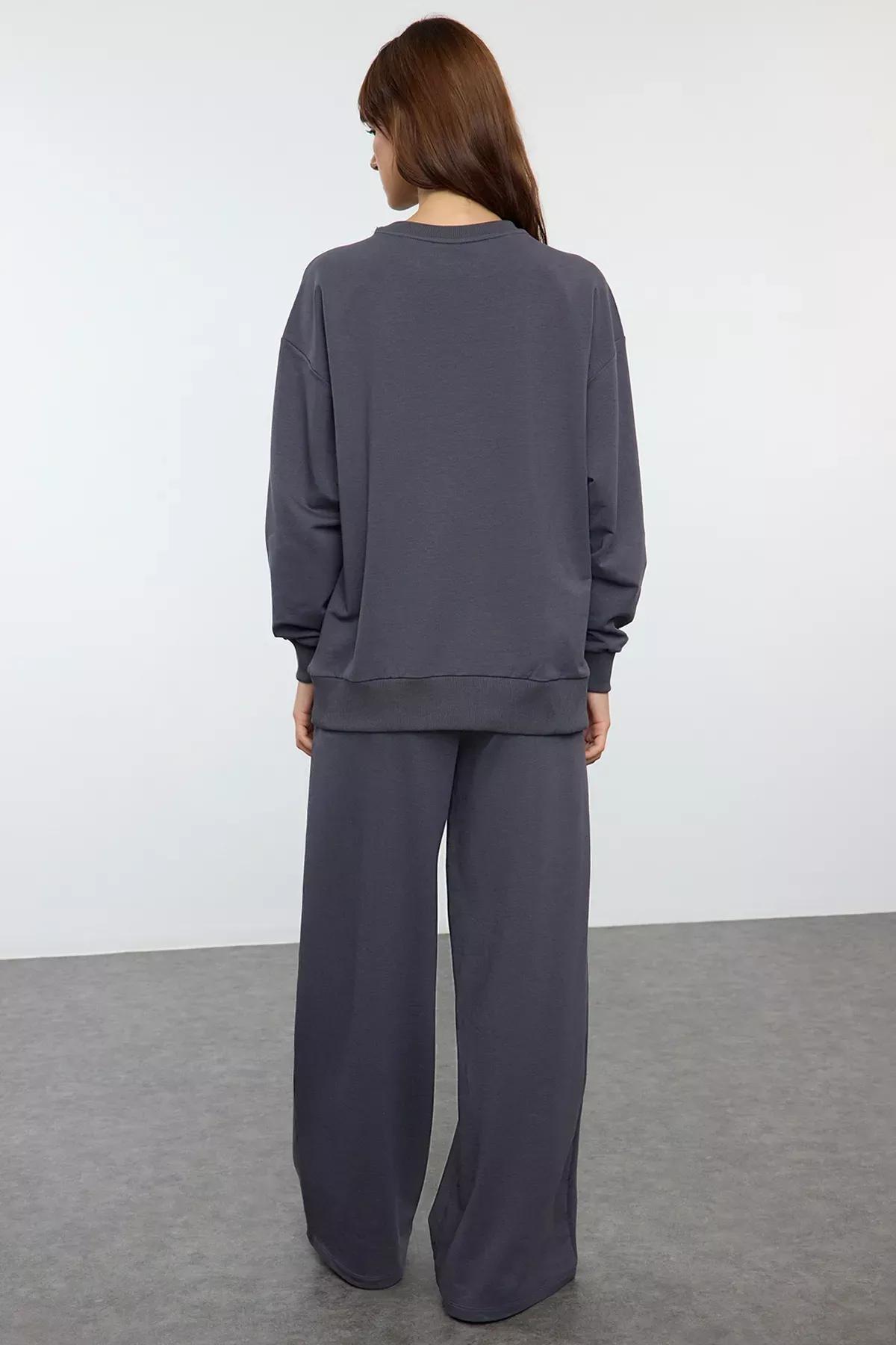 Grey Wide Leg Tracksuit Set of 2, , large image number 4
