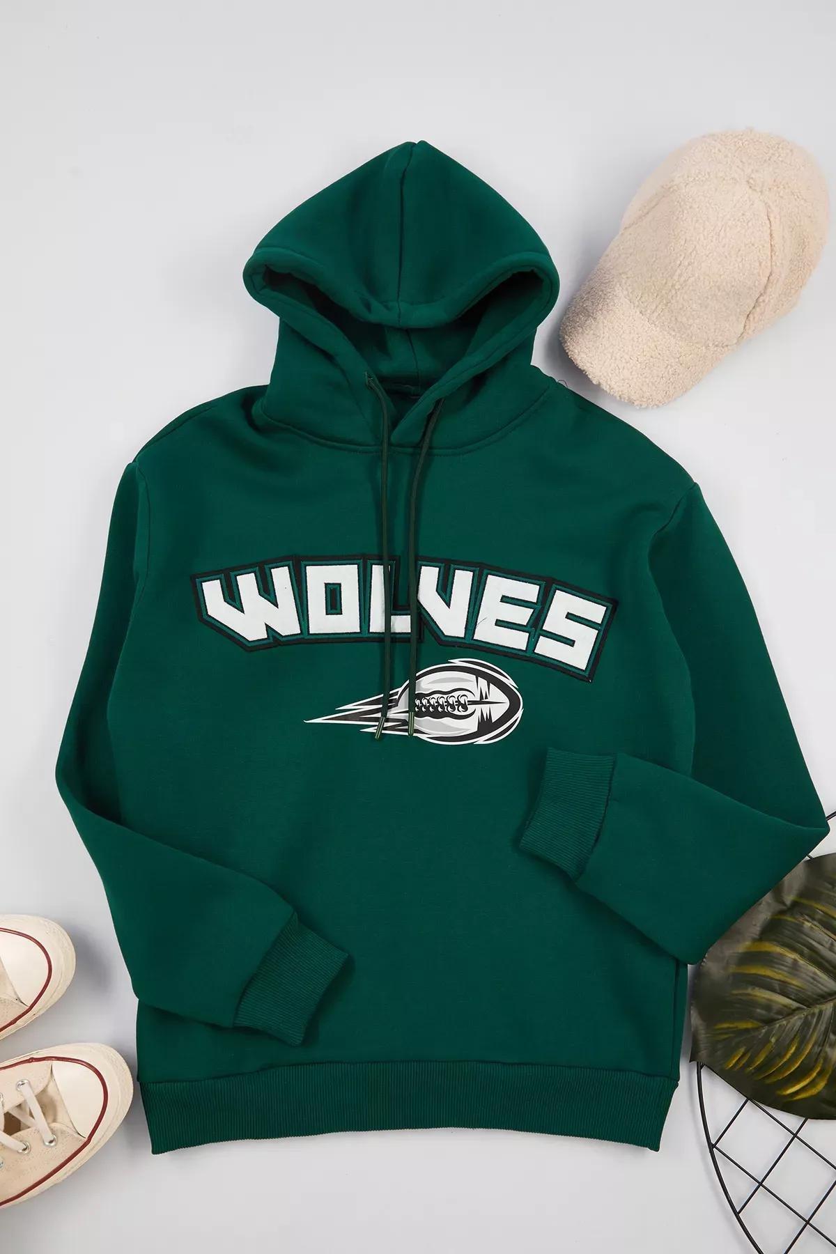 Emerald Green Graphic Novelty Hoodie, , large image number 0