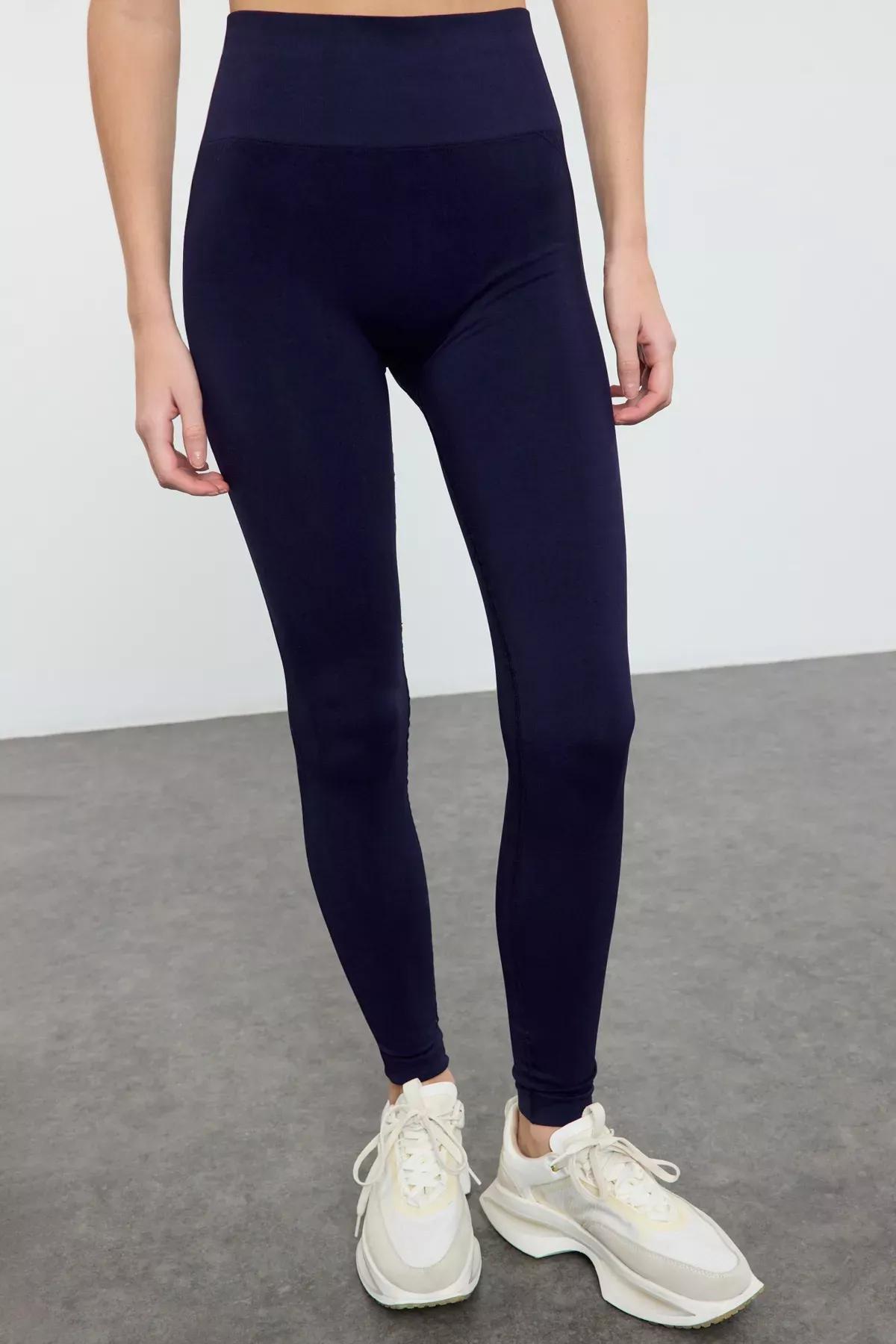 Navy Seamless Push Up Leggings, Navy blue, large image number 3