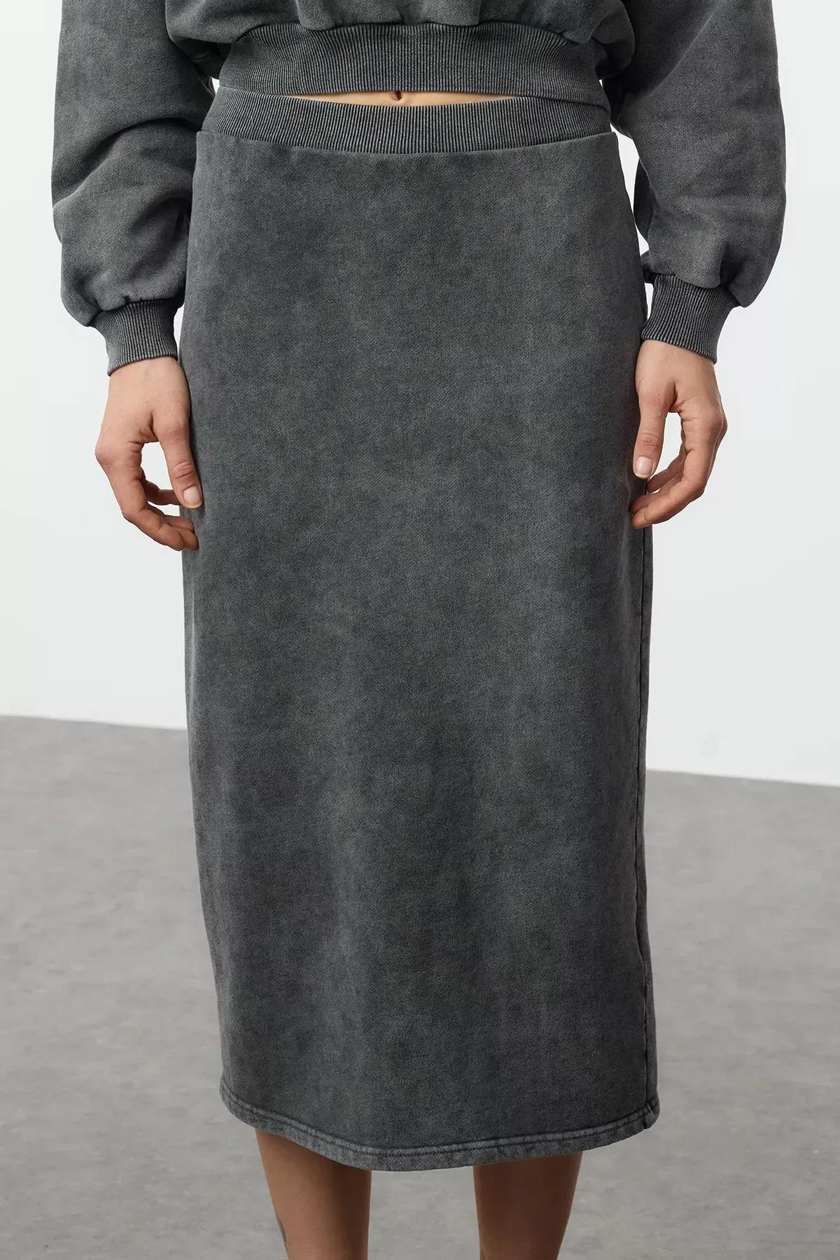 Grey Washed Poplin Knitwear Set, Grey, large image number 3
