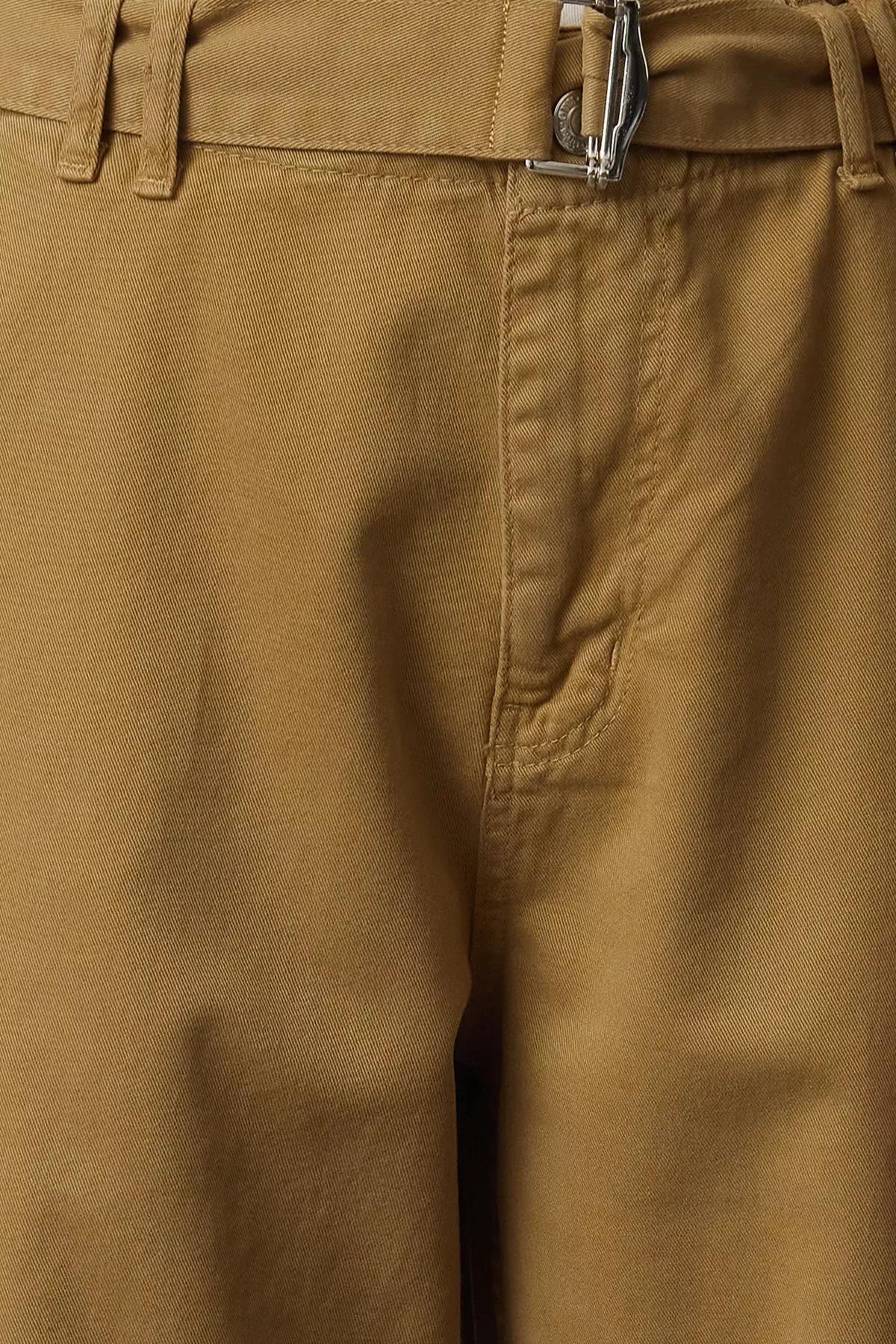 جينز بقصة مستقيمة وخصر مرتفع وحزام، بني, Brown, large image number 3