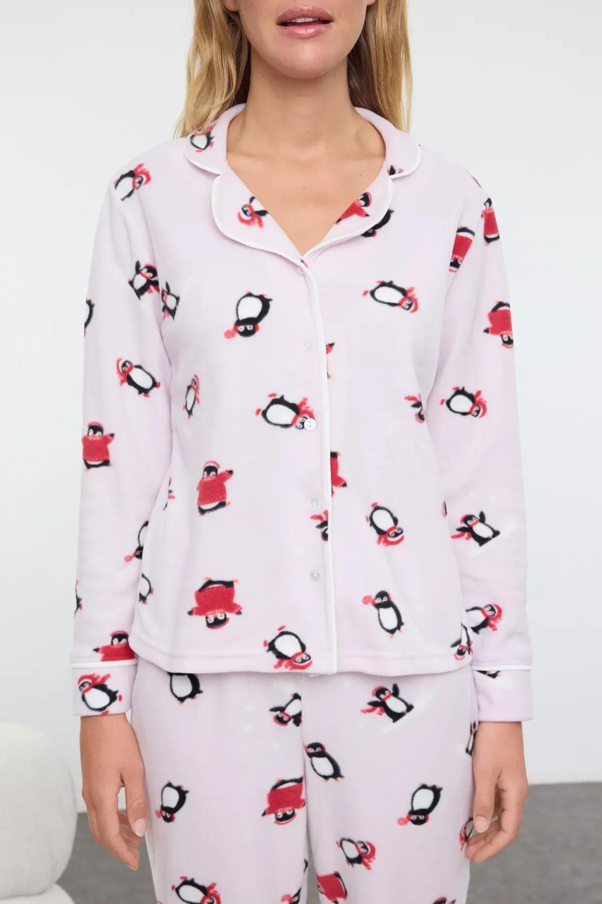 Pink Patterned Detailed Knitted Pyjamas Set, Pink, large image number 2