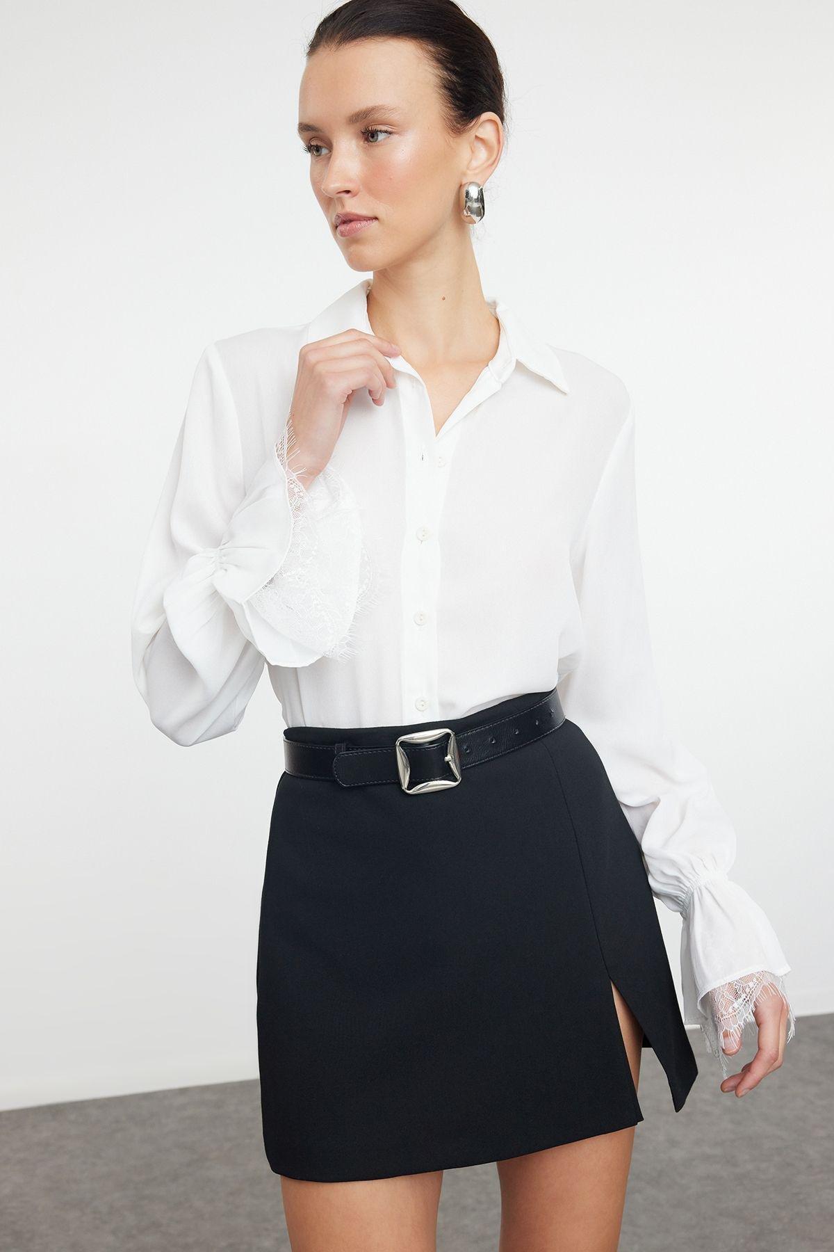 Ecru Plain Button Down Shirt, Ecru, large image number 1