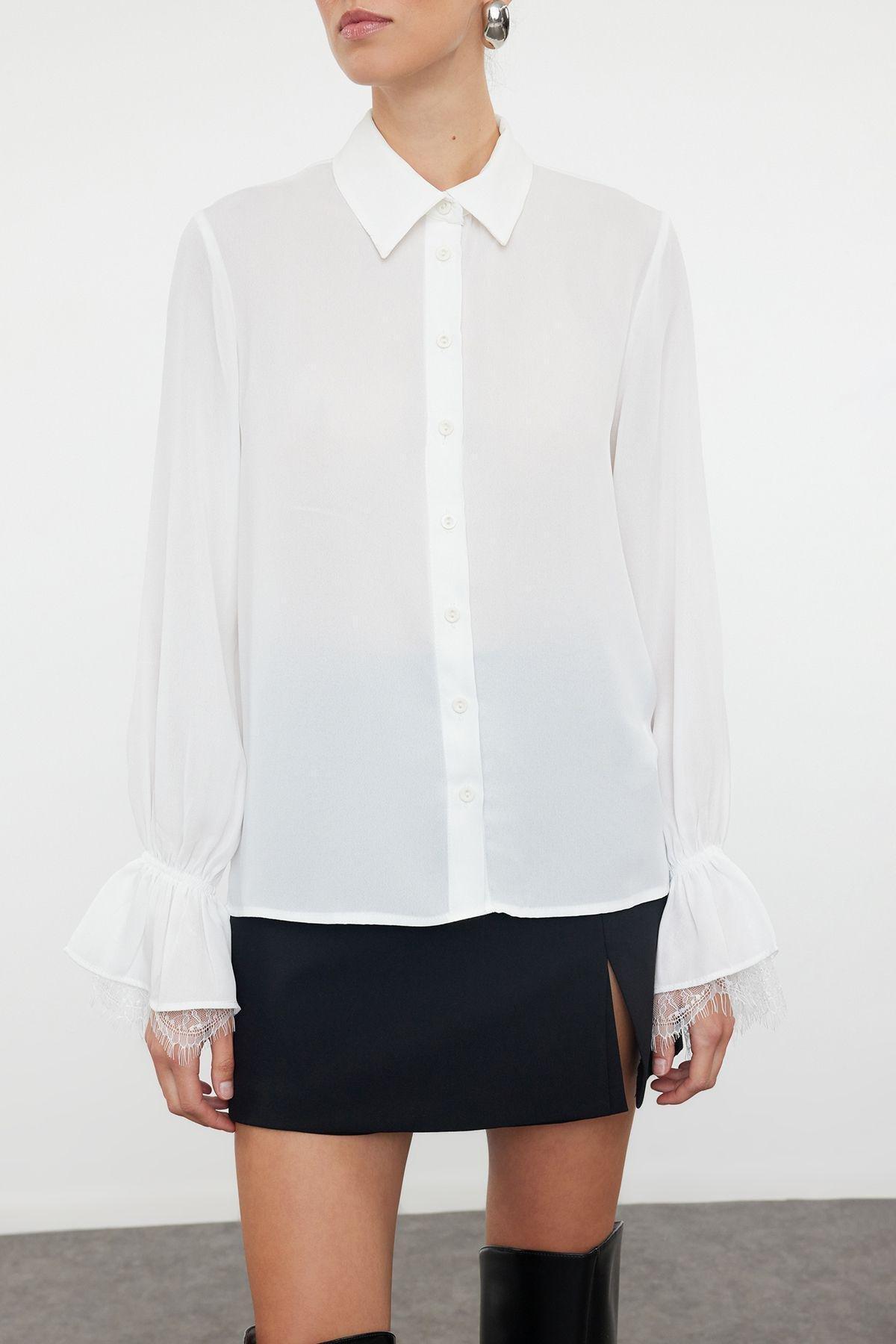 Ecru Plain Button Down Shirt, Ecru, large image number 2