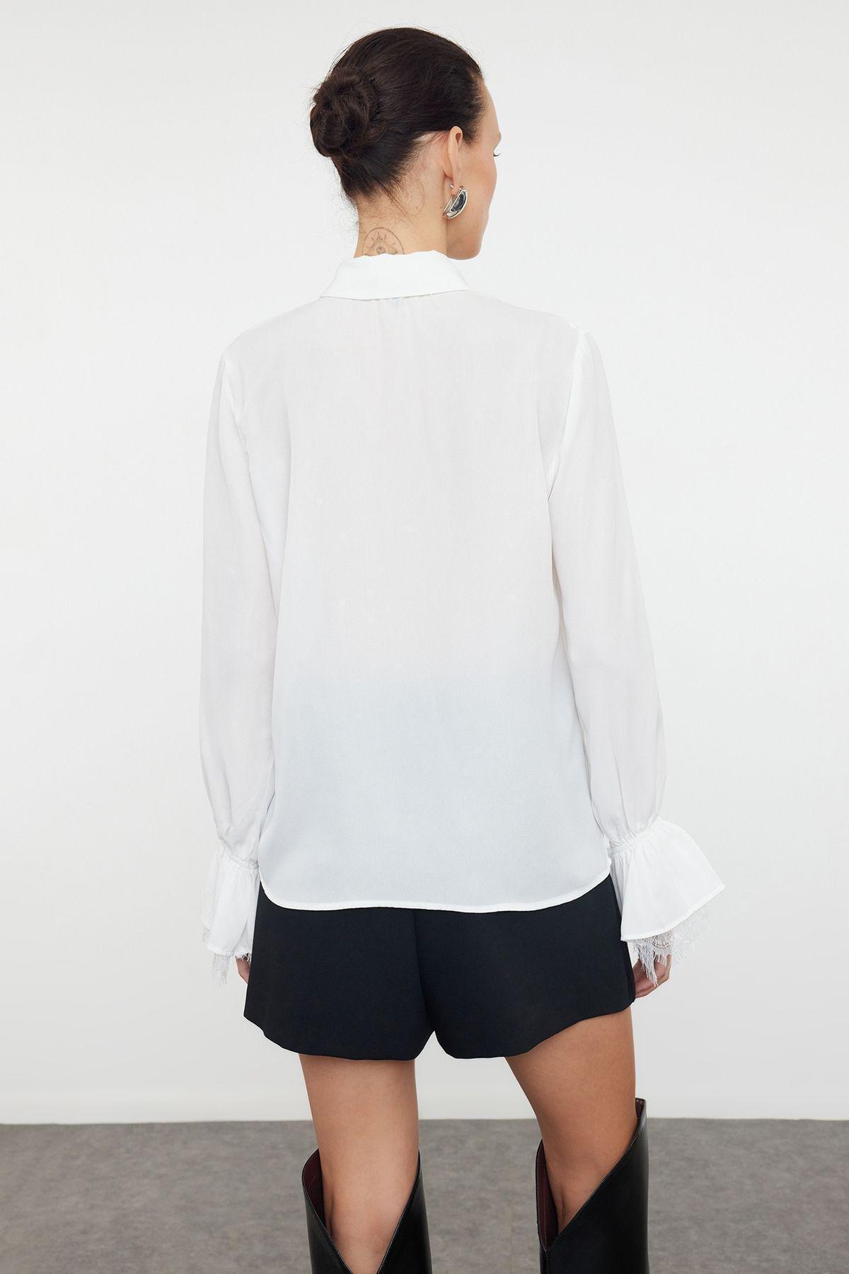 Ecru Plain Button Down Shirt, Ecru, large image number 4