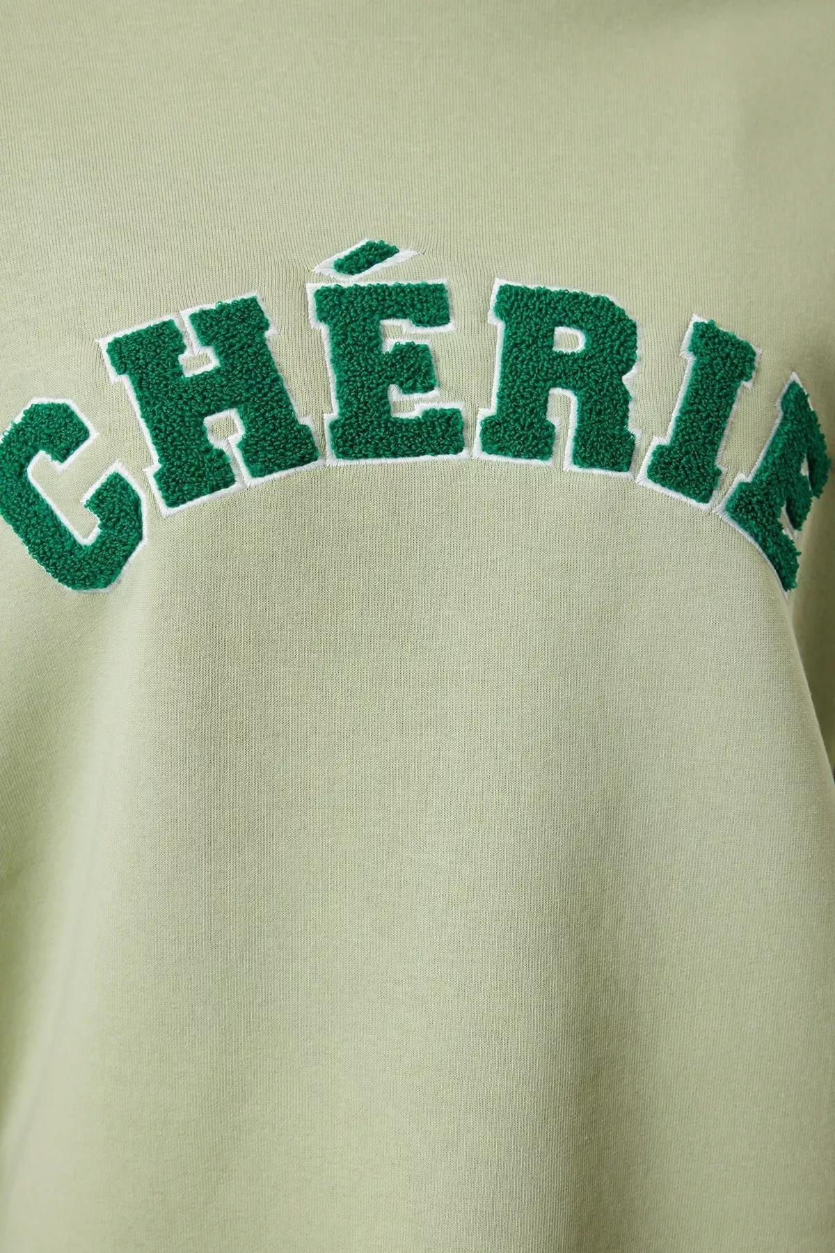 Green Embroidered Polar Fleece Sweatshirt, Mint, large image number 3