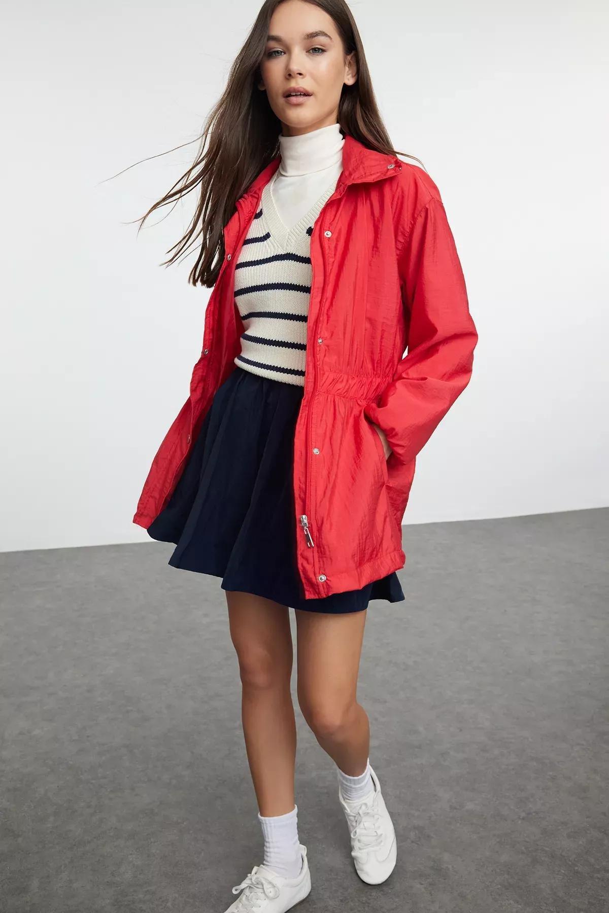 Red Oversize Thin Windbreaker, , large image number 1