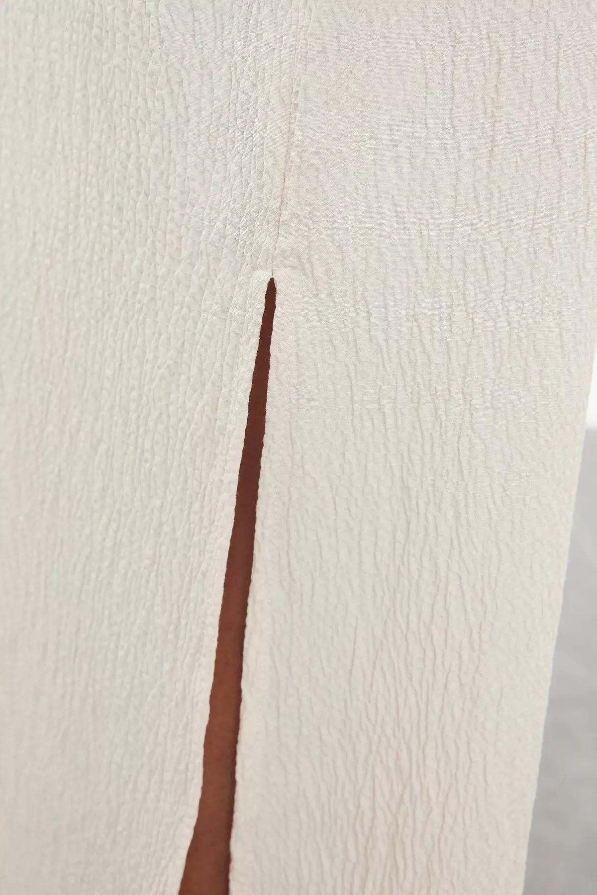 Light Beige Textured Maxi Dress, , large image number 3