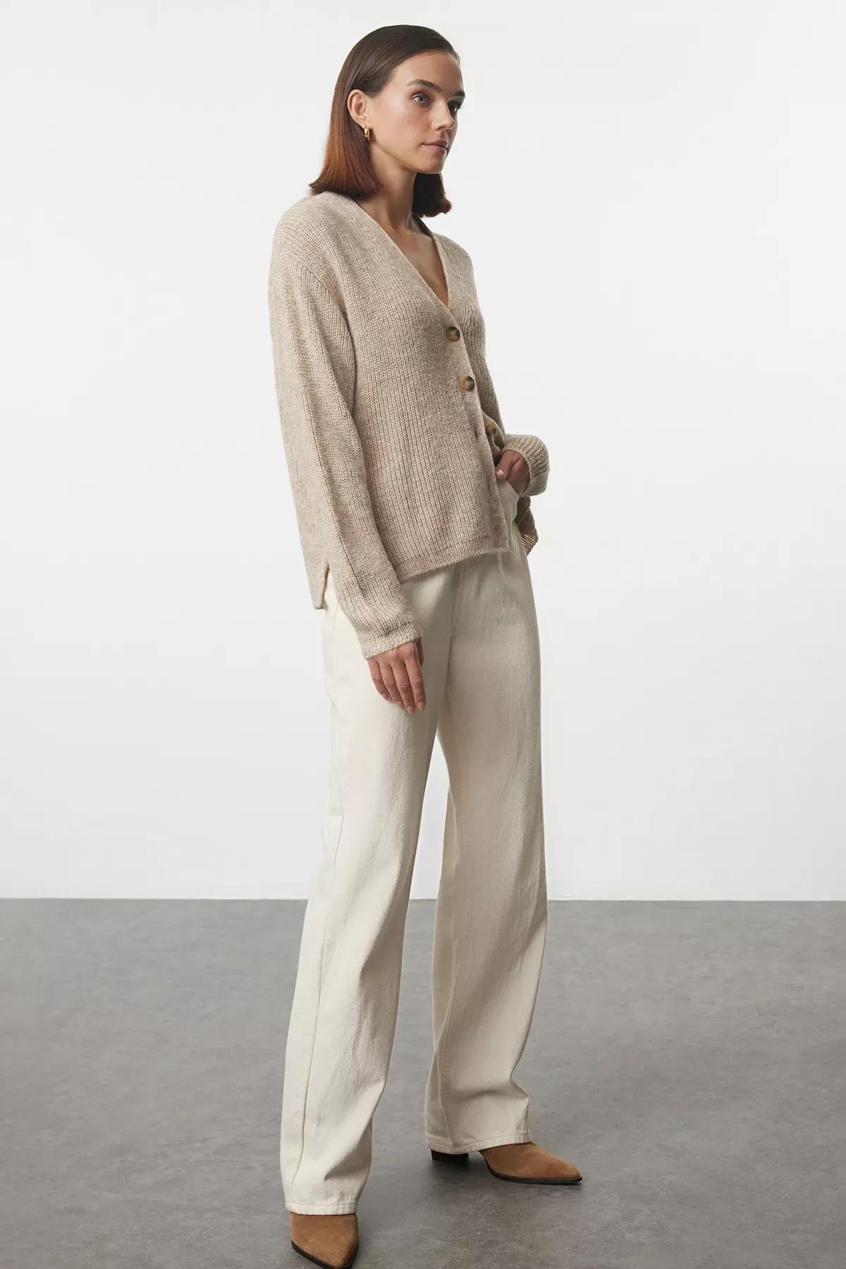 Brown Sustainable Soft Knit Cardigan, Mink, large image number 1
