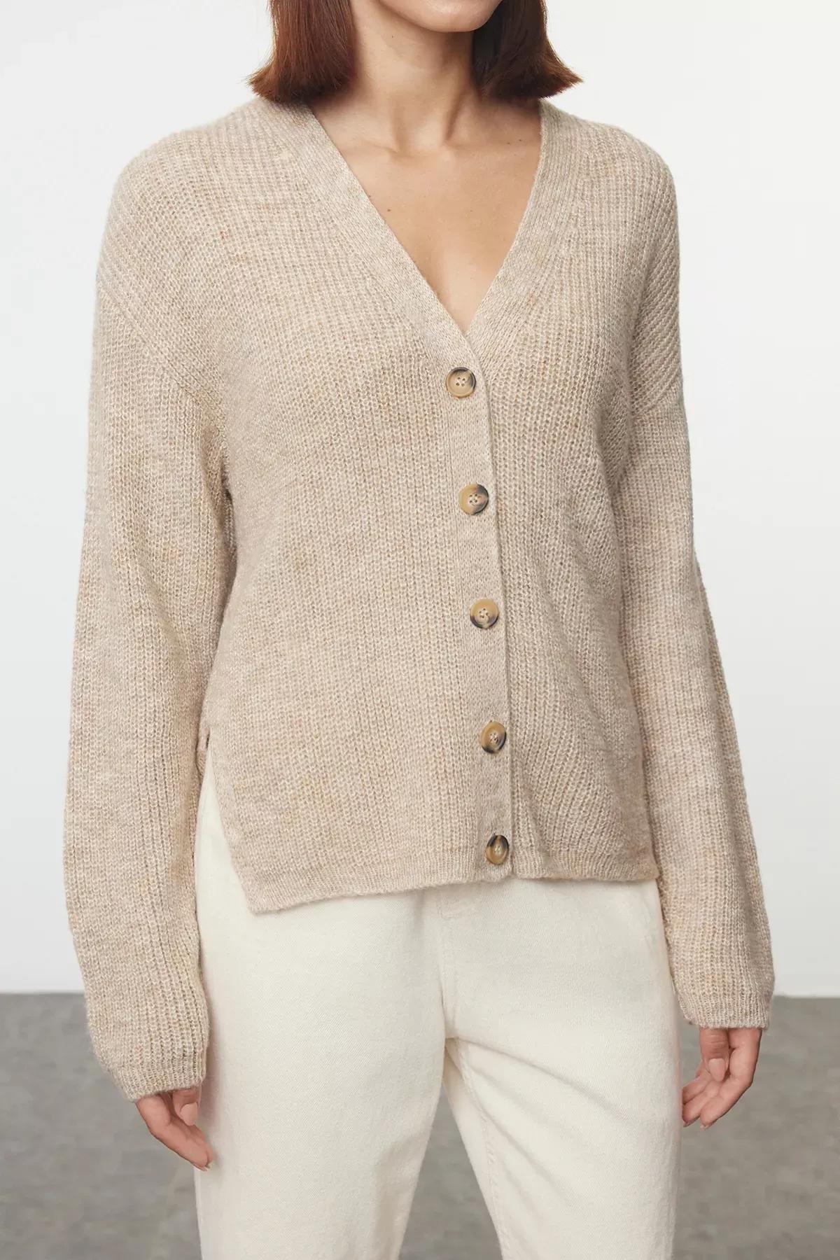 Brown Sustainable Soft Knit Cardigan, Mink, large image number 2