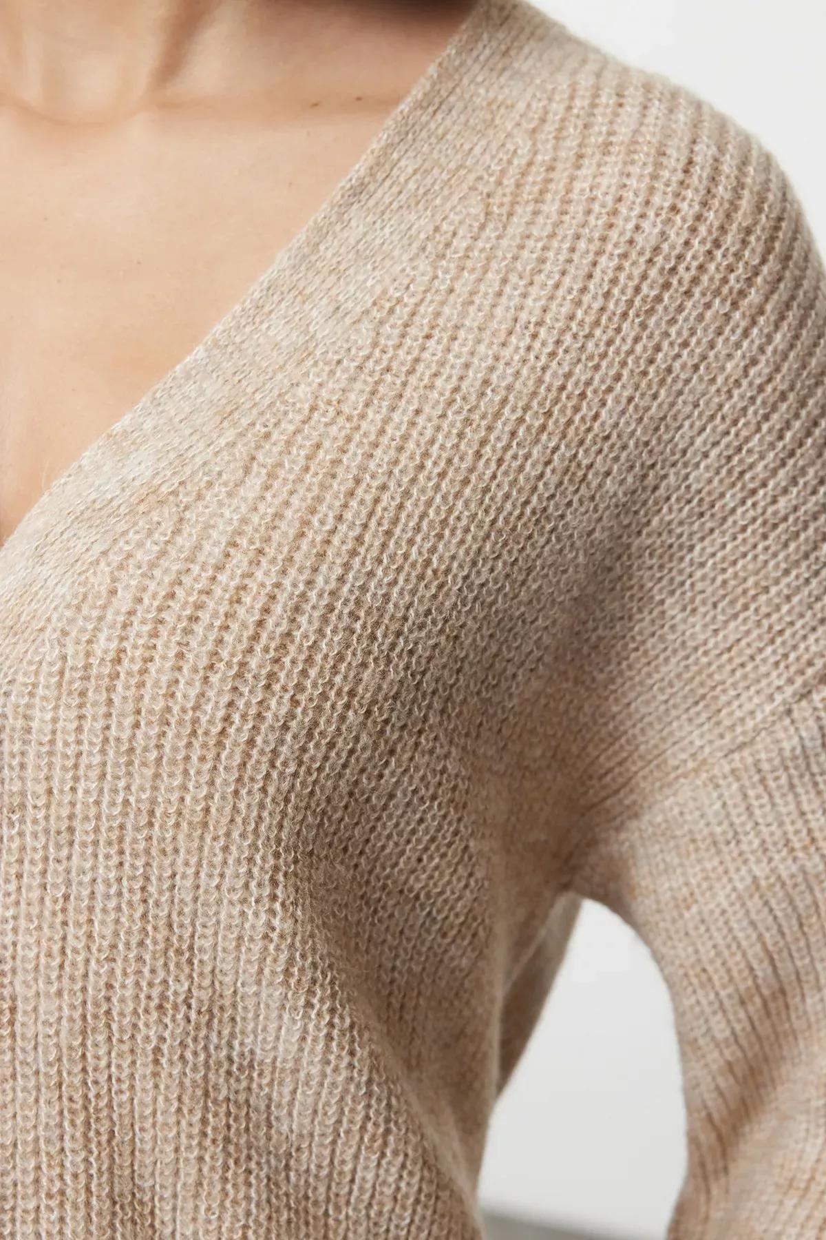 Brown Sustainable Soft Knit Cardigan, Mink, large image number 3