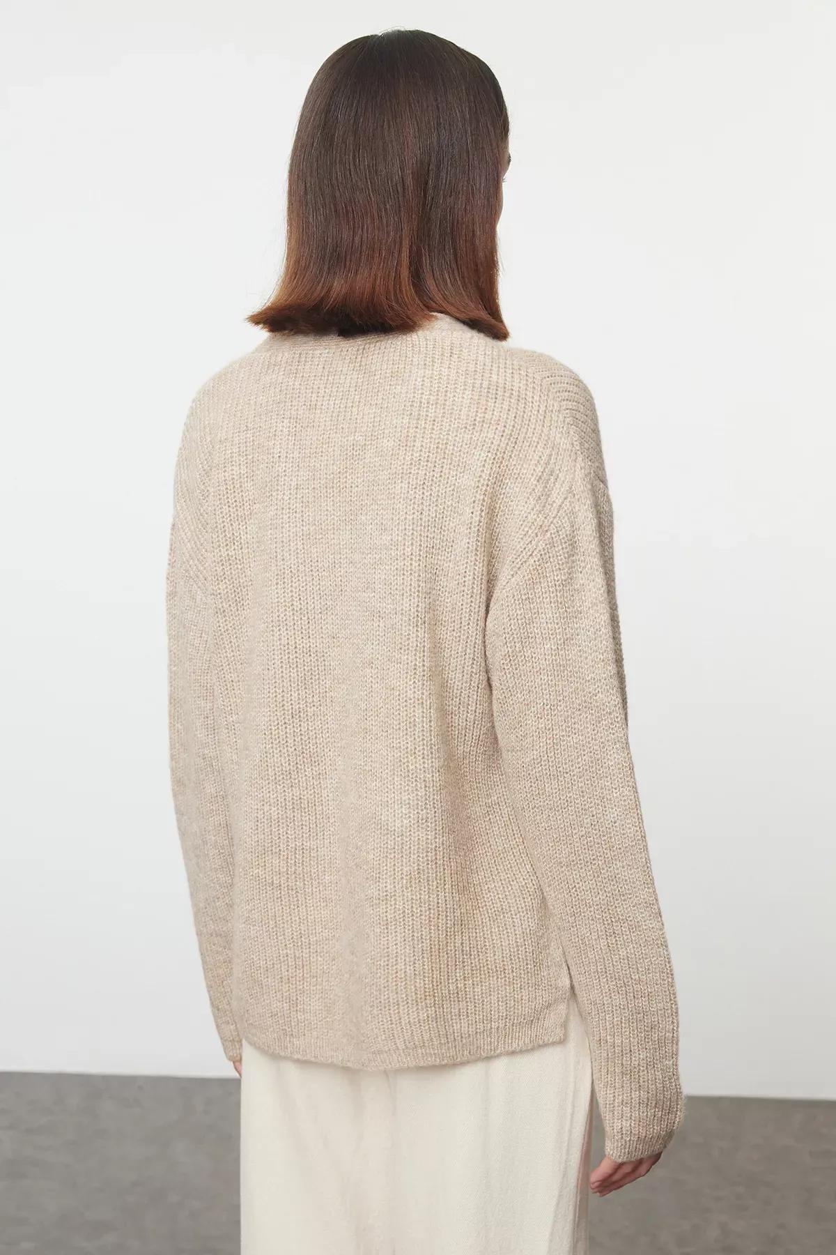 Brown Sustainable Soft Knit Cardigan, Mink, large image number 4