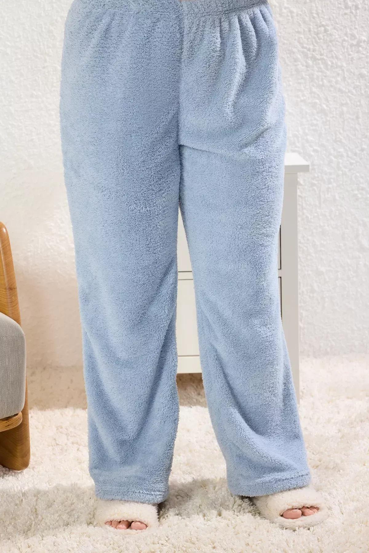 Blue Double-Breasted Knitted Pyjamas, LIGHT BLUE, large image number 4