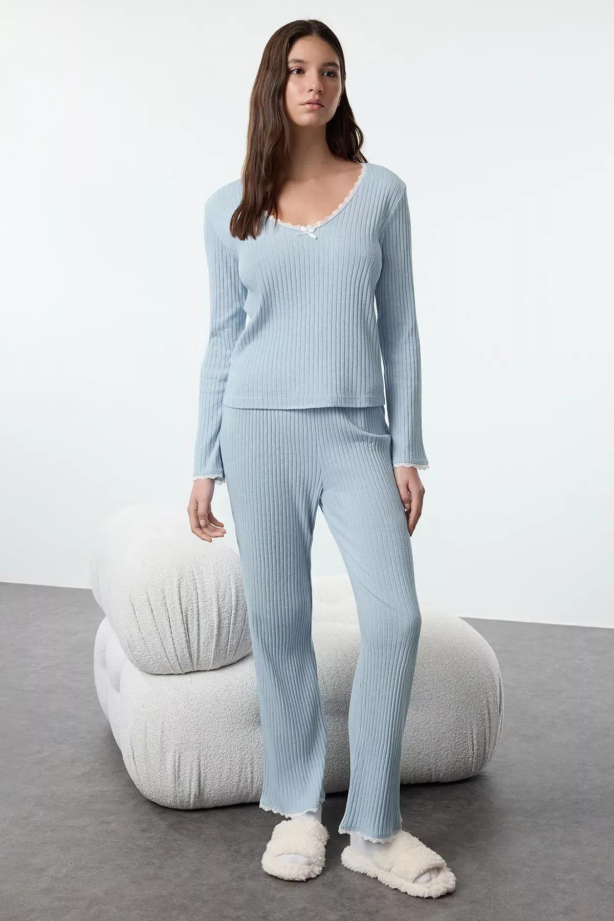 Blue Lace Ribbon Pajama Set, , large image number 0