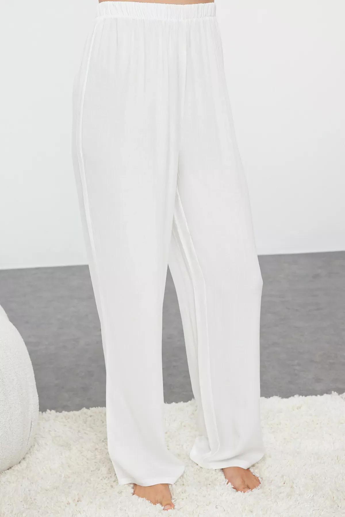 Beige Piping Pajama Set, Ecru, large image number 3