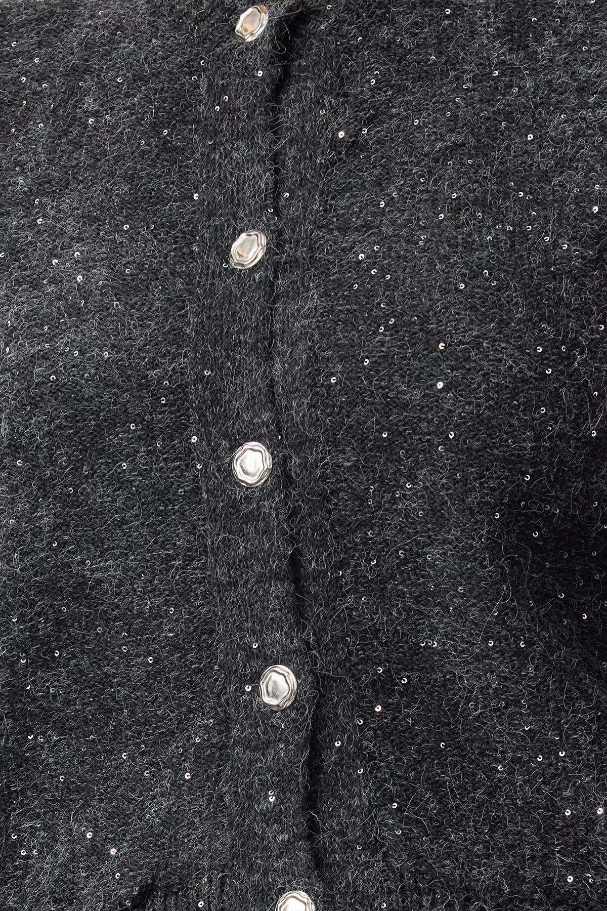 Grey Soft Ribbed Knit Cardigan, , large image number 2