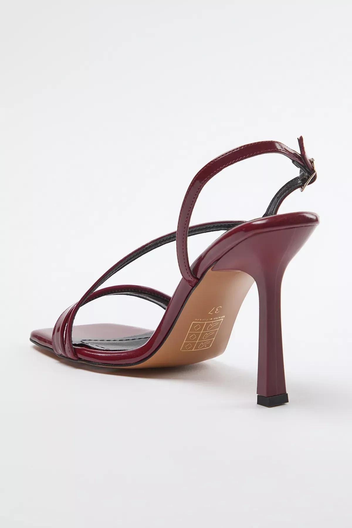 Burgundy Patent Heeled Sandals, , large image number 4