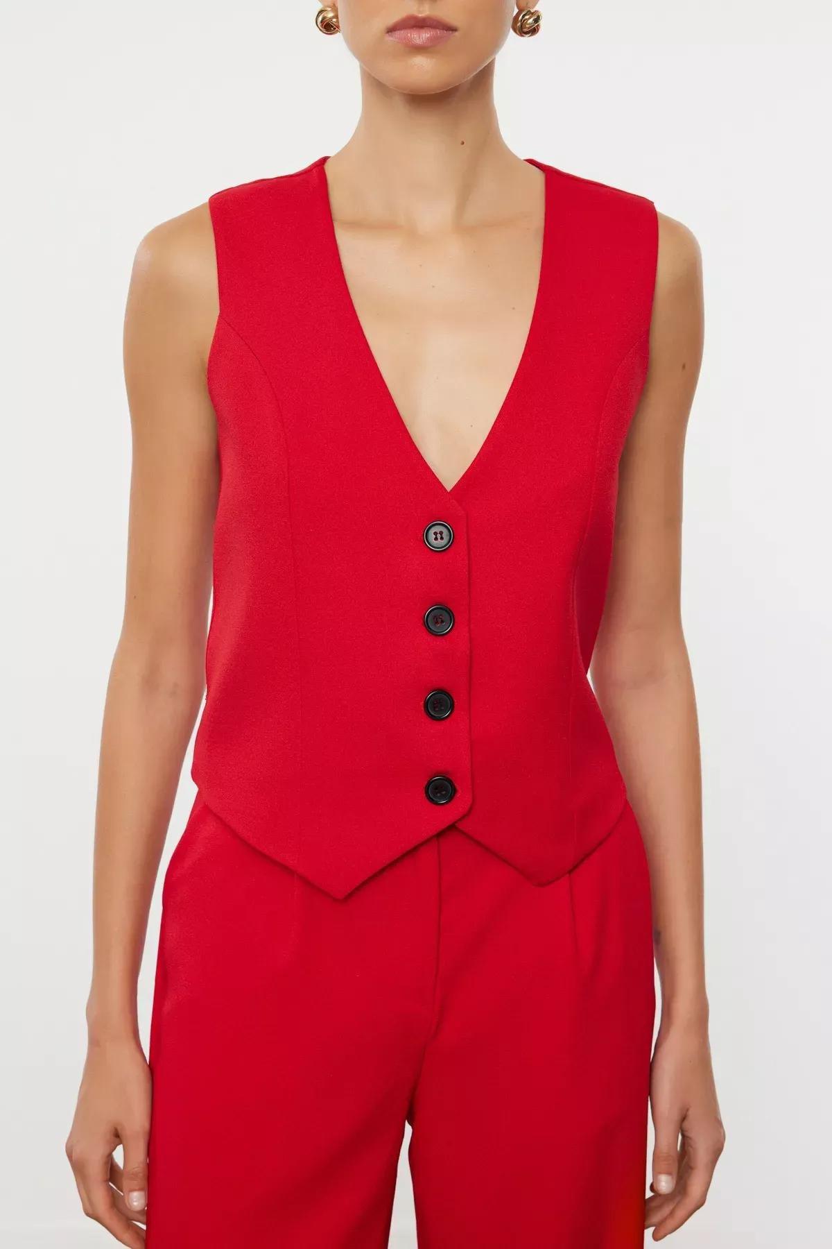 Red Bottom-Top Set Plain Co-Ords, Red, large image number 2