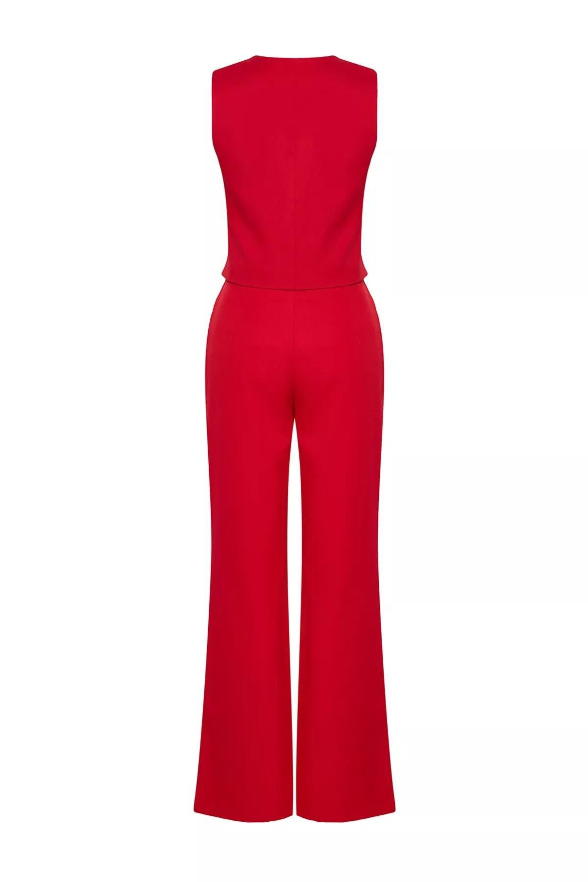 Red Bottom-Top Set Plain Co-Ords, Red, large image number 5