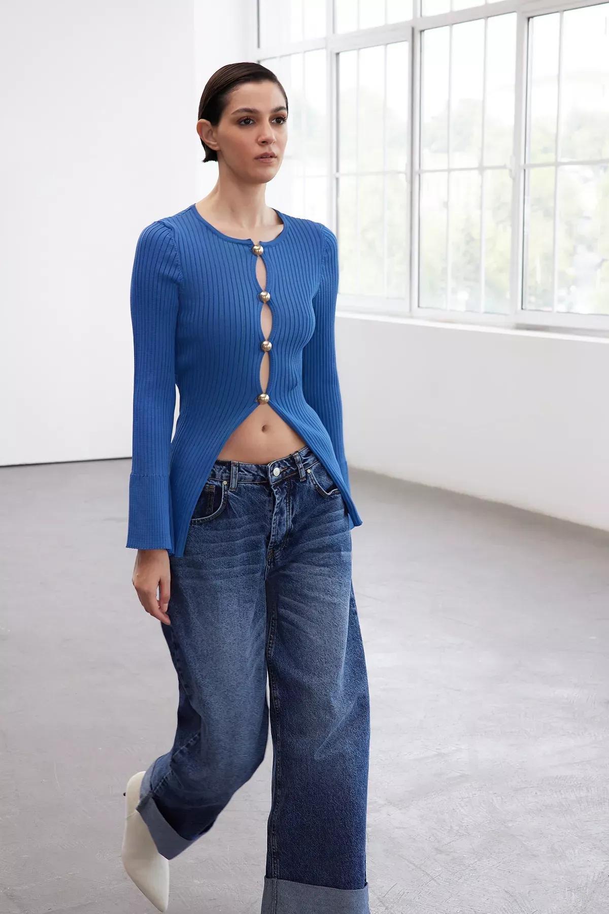 Blue Limited Edition Knit Cardigan, DARK BLUE, large image number 0