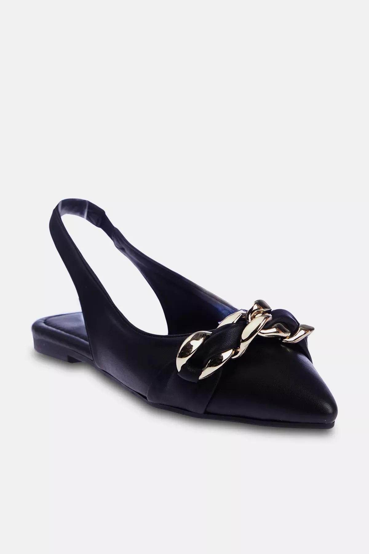 Black Buckled Heeled Ballerinas, , large image number 2