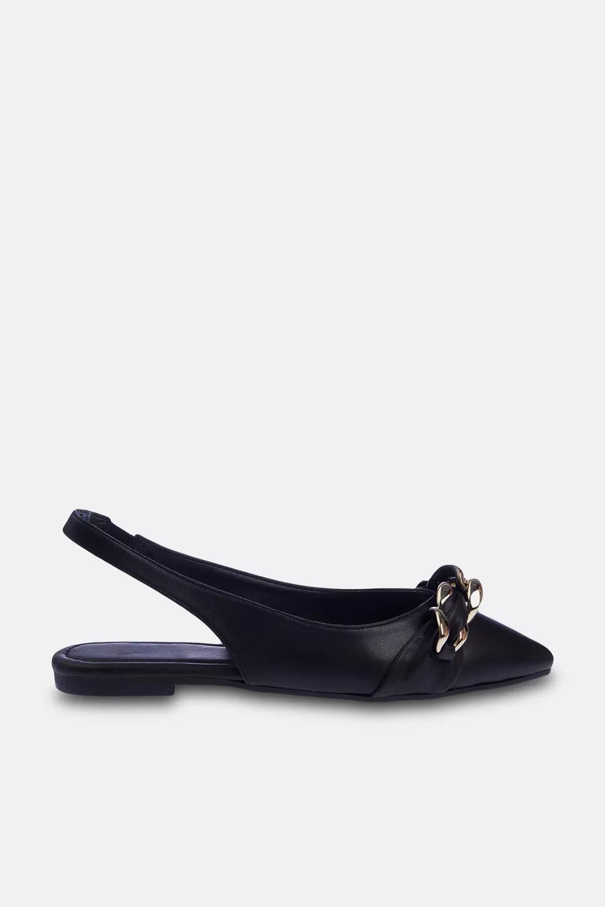 Black Buckled Heeled Ballerinas, , large image number 3