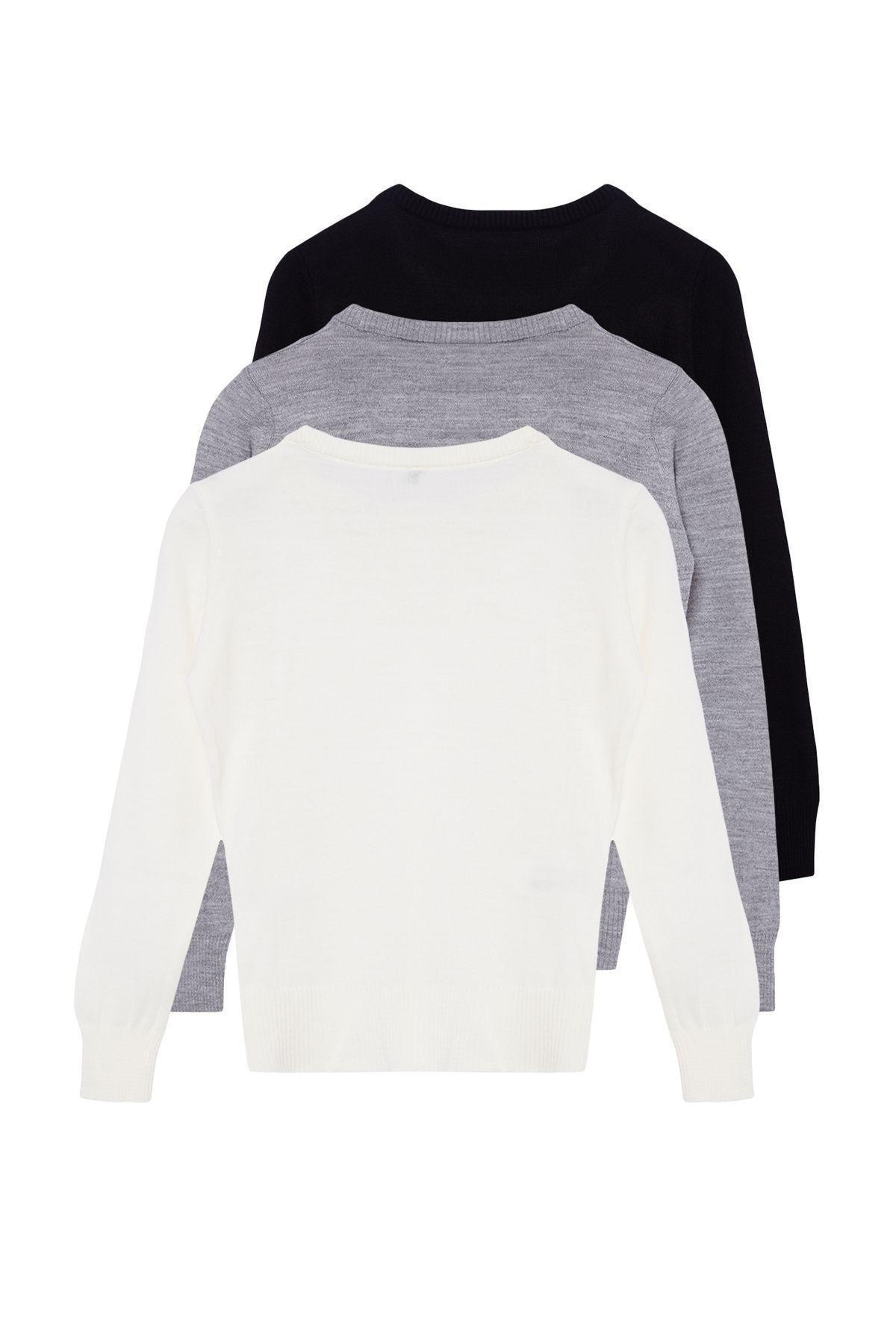 Black-Grey-Ecru Pack of 3 Jumpers Sweater, C101_6848, large image number 7