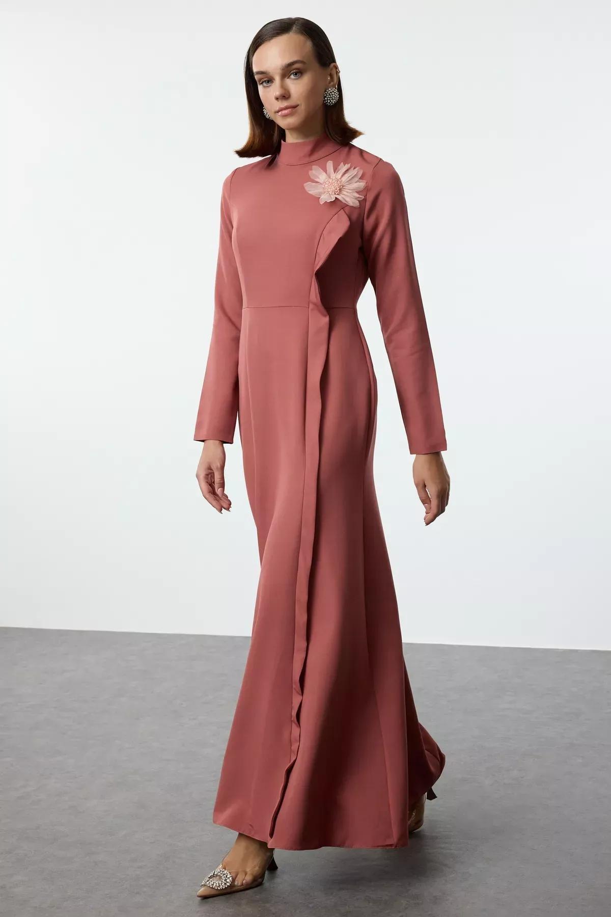 Pink Applique Occasionwear Dress, Dried rose, large image number 1