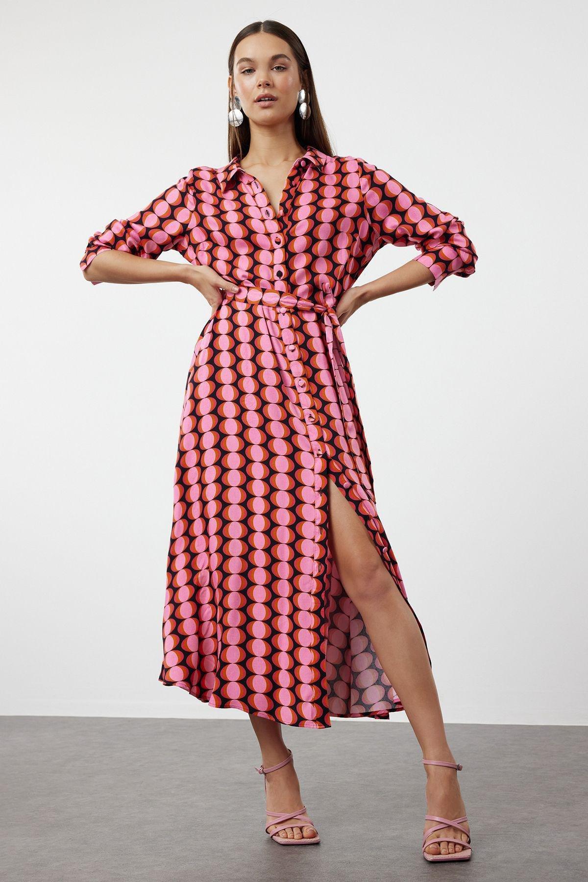 Multicolored Polka Dot Retro Midi Dress, , large image number 0