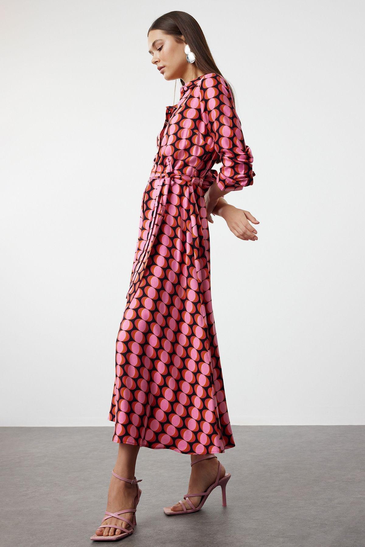 Multicolored Polka Dot Retro Midi Dress, , large image number 1