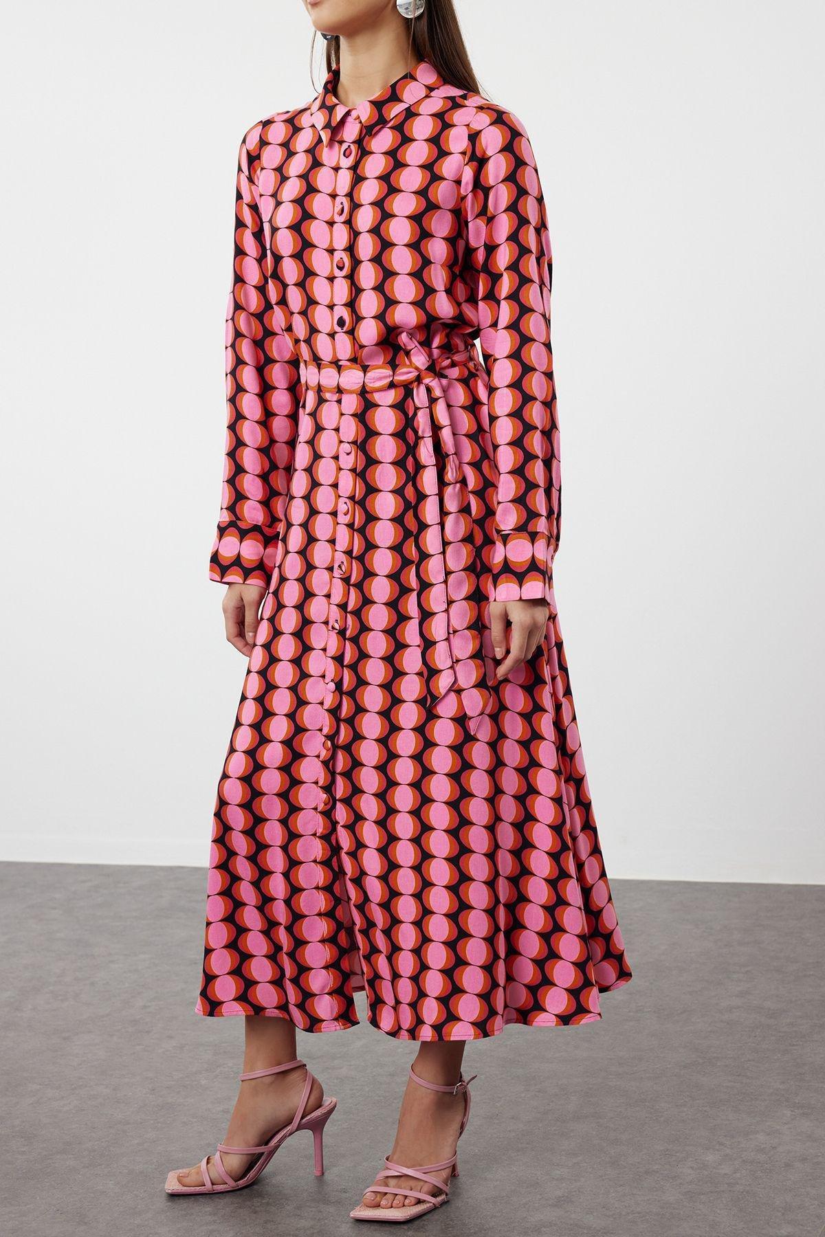 Multicolored Polka Dot Retro Midi Dress, , large image number 3